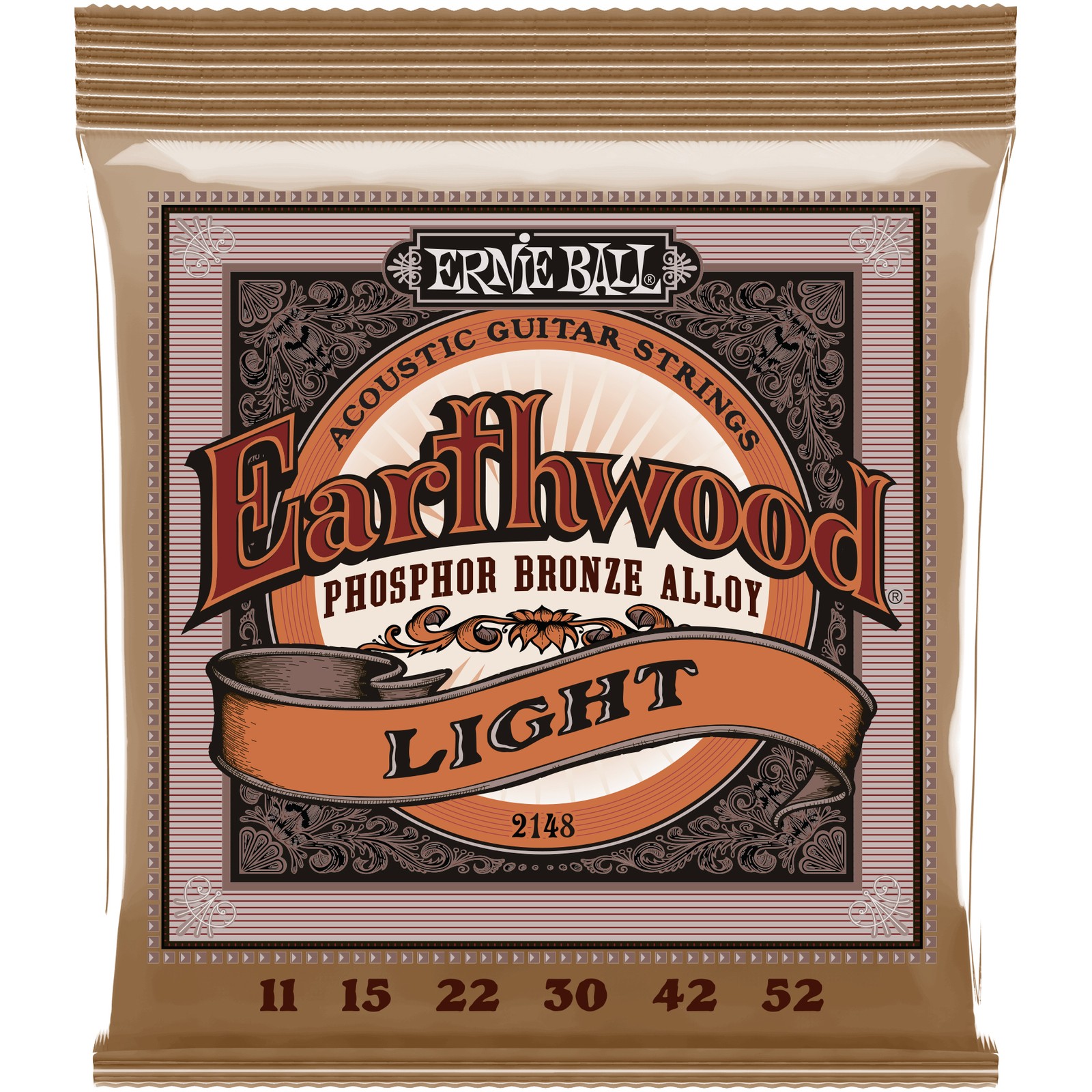 Ernie Ball 2148 Earthwood Phosphor Bronze strings packaging