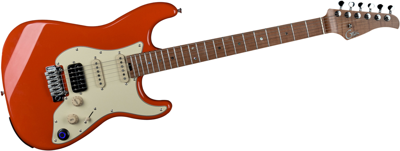 Frontansicht der E-Gitarre Mooer GTRS Guitar Professional 801 Fiesta Red