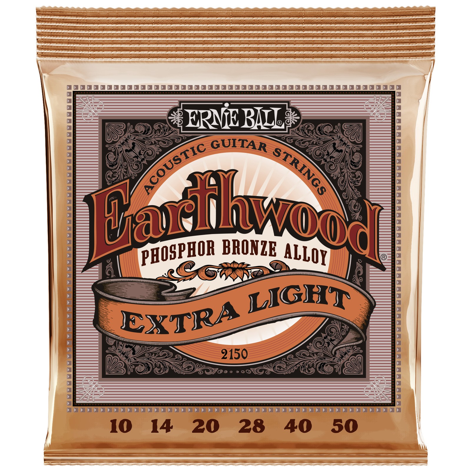 Embalaje de las Ernie Ball 2150 Earthwood Phosphor Bronze vista frontal