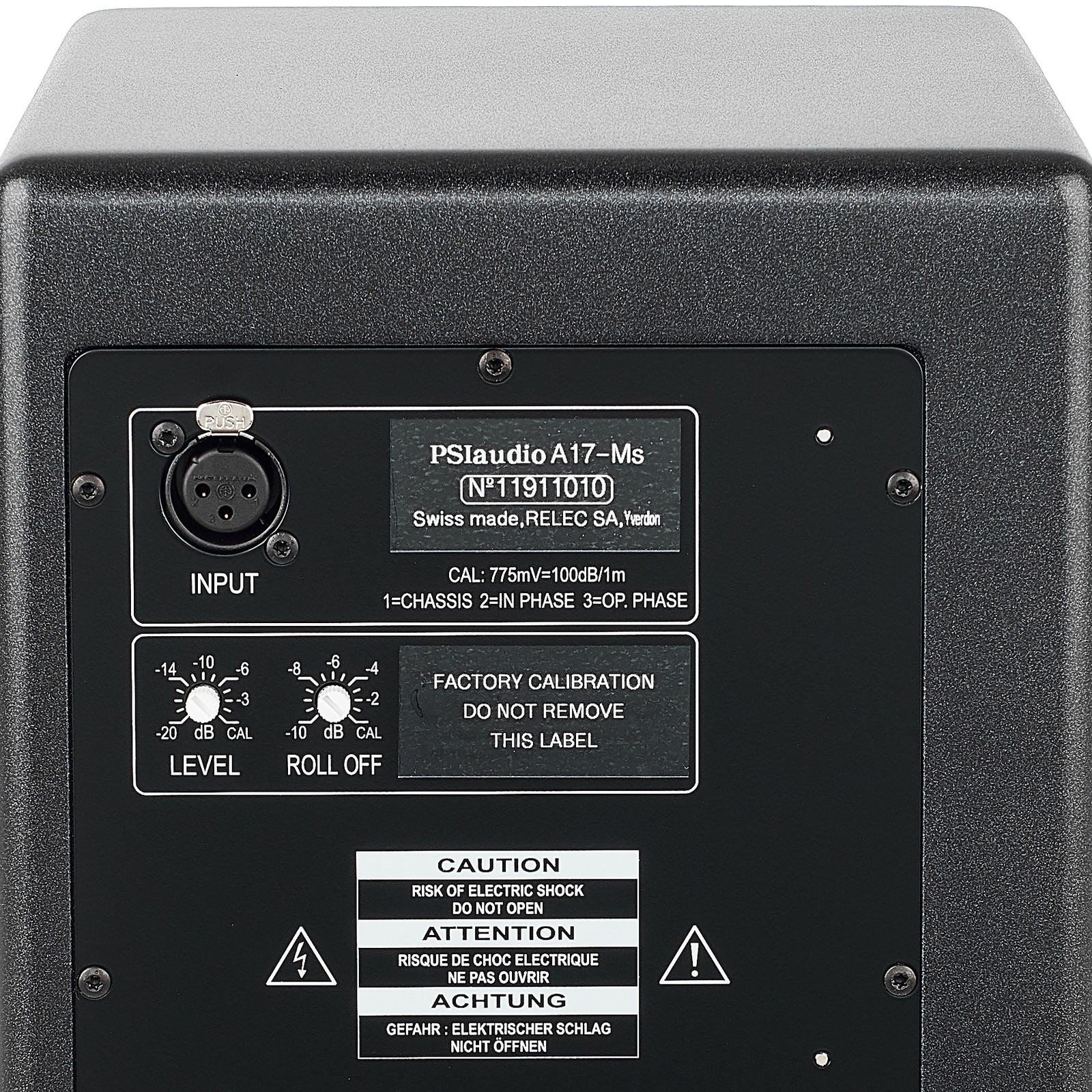 PSI Audio A17-M Metal Black monitor, rear view