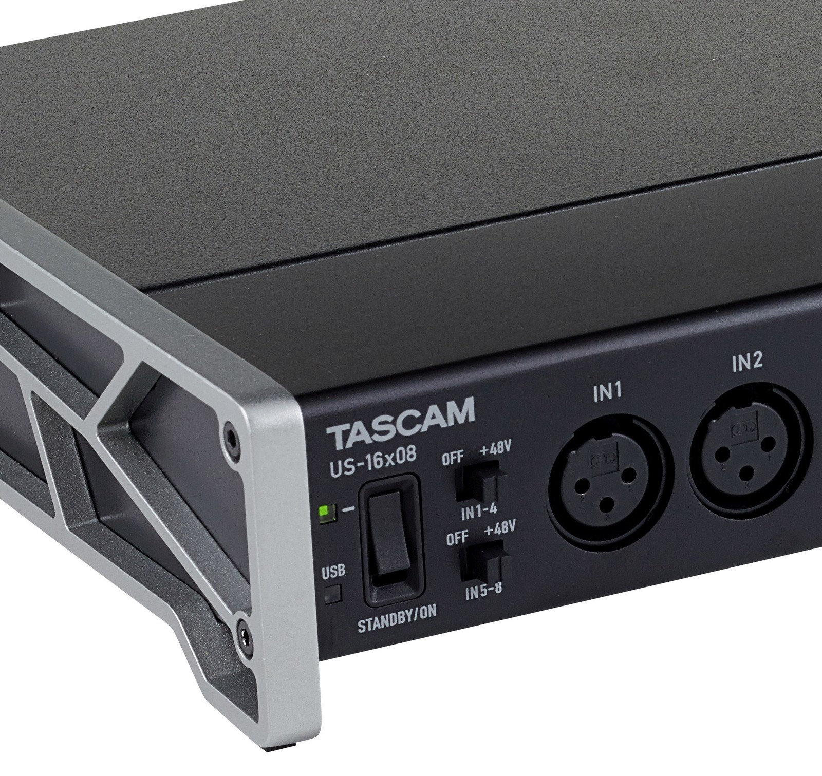 Side panel and standby switch of the Tascam US-16x08