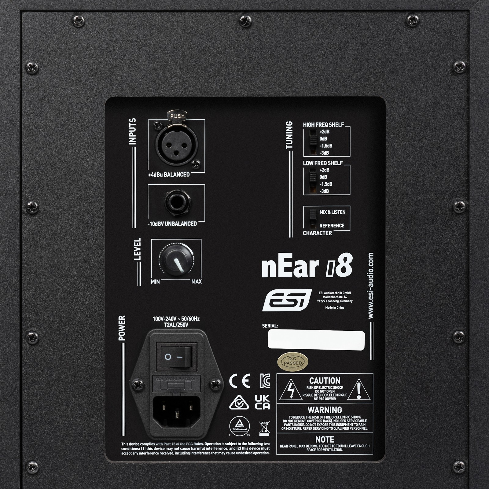 Rear of the ESI nEar i8 with controls