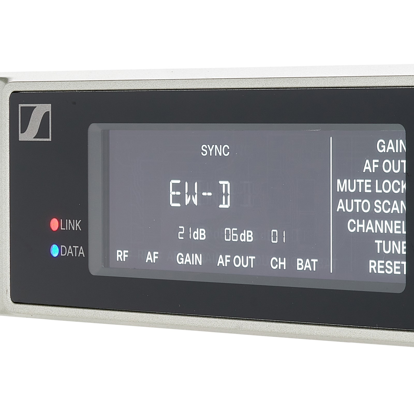 Display on the receiver of the Sennheiser EW-D 835-S Q1-6 Digital Wireless System