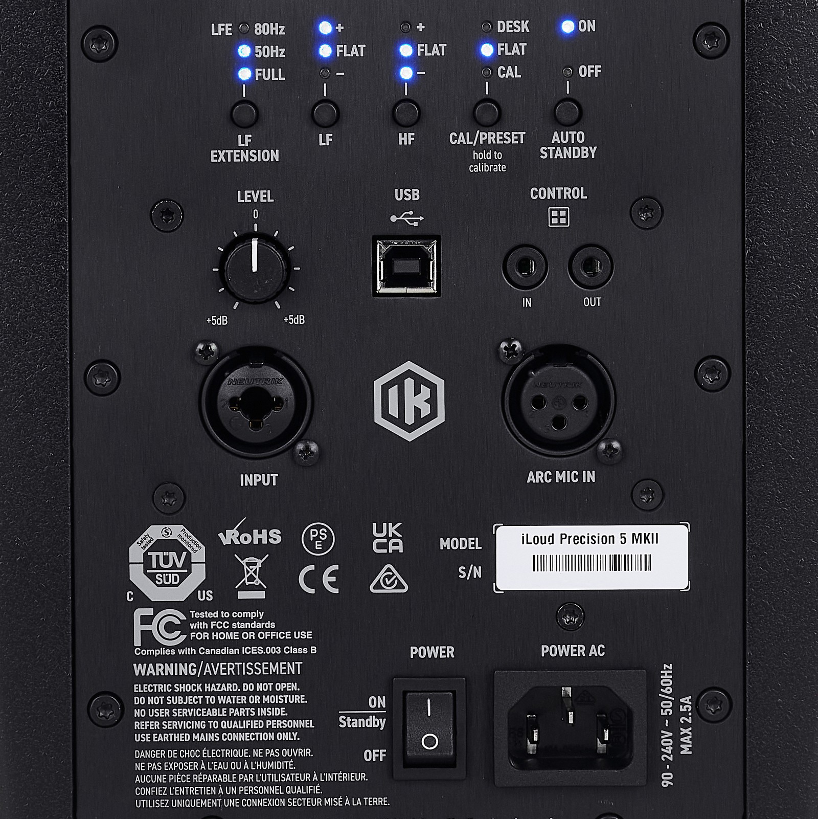 Rückseite des aktiven Studiomonitors, IK Multimedia iLoud Precision 5 MKII