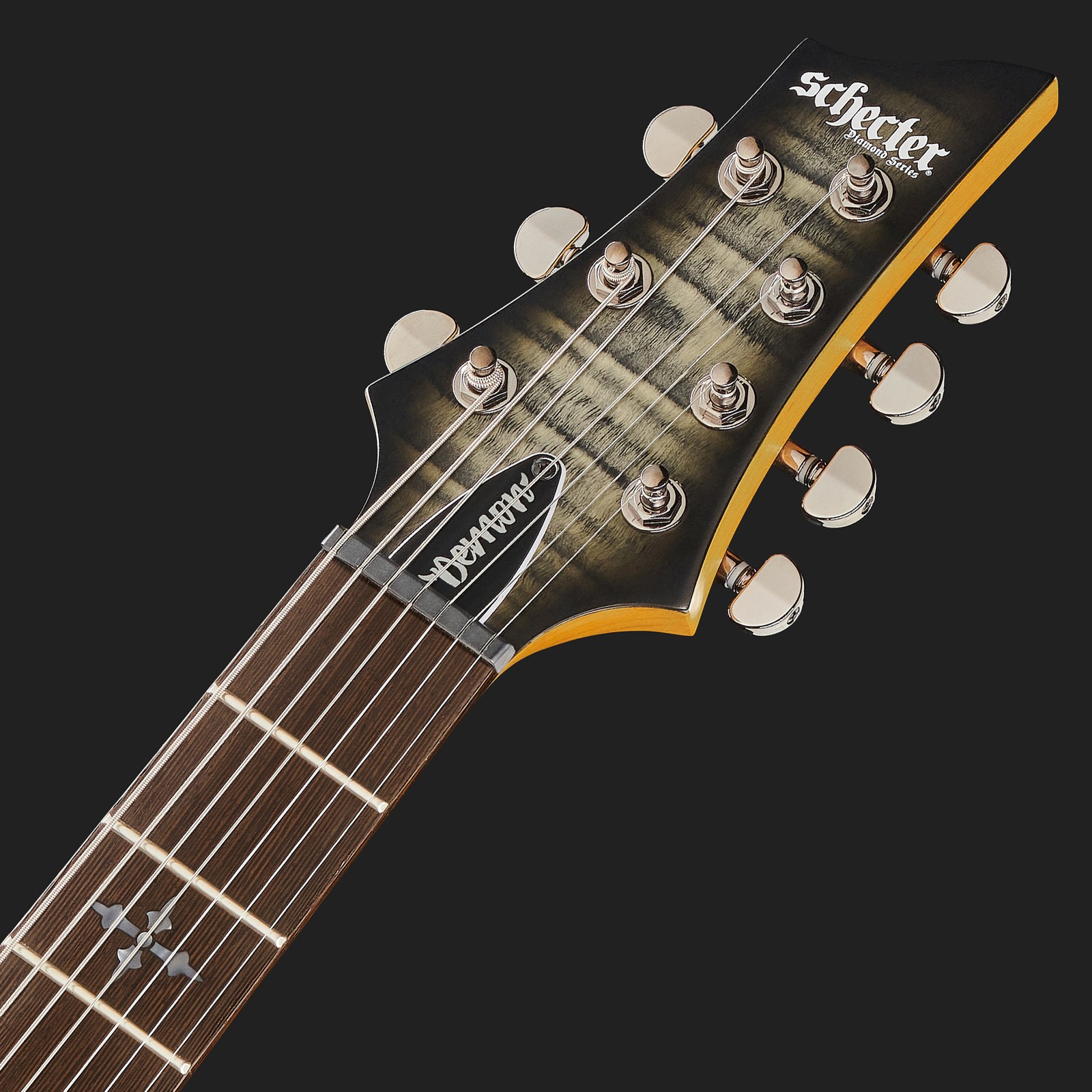 Shecter Matched Headstock Kopfplatte in Aged Satin Black