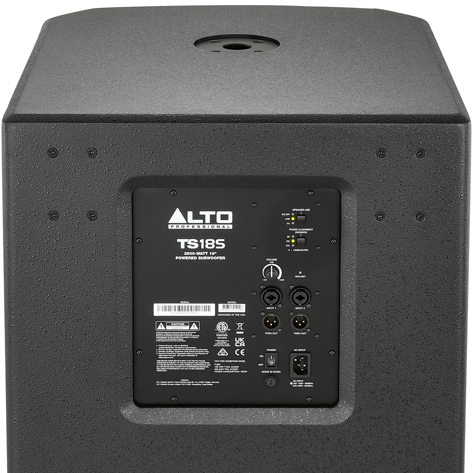 Alto TS 18S Subwoofer, rear view