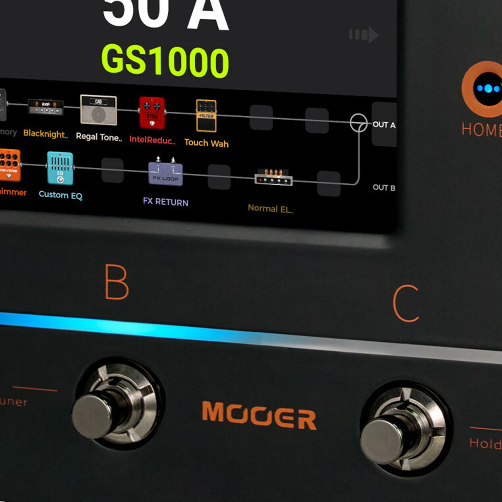 Logo on the Mooer GS1000 Li Intelligent Amp Profiling Processor