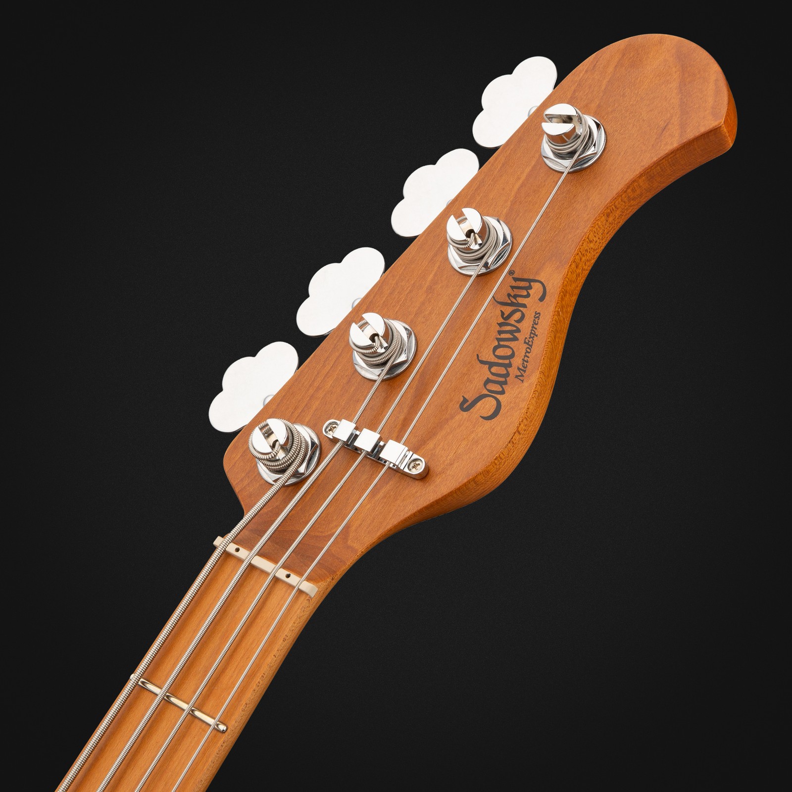 Headstock, Sadowsky MetroExpress 24 Modern 4 Maple Silver Sparkle, bass guitar