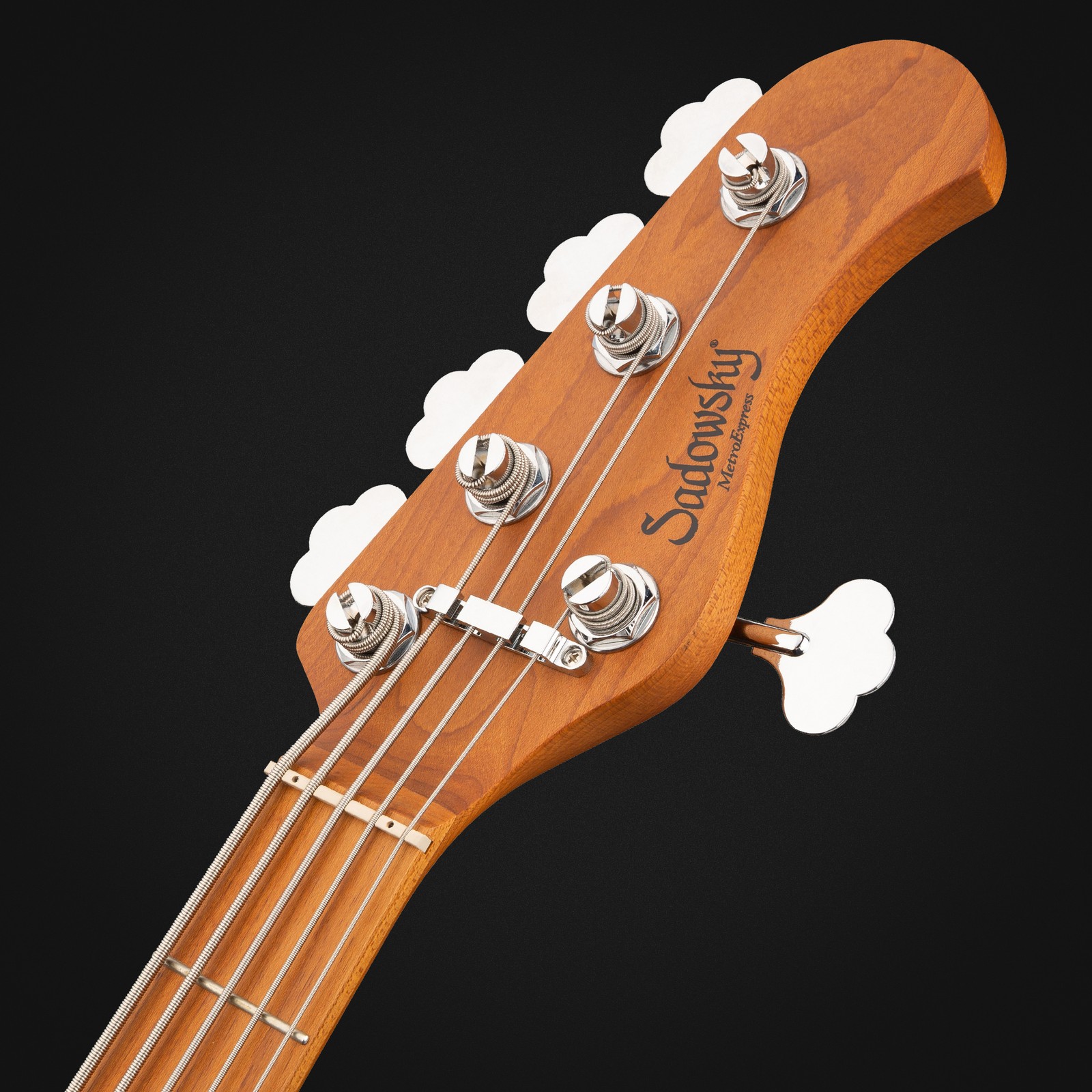 Headstock, Sadowsky MetroExpress 24 Modern 5 Maple Candy Apple Red, five-string bass guitar