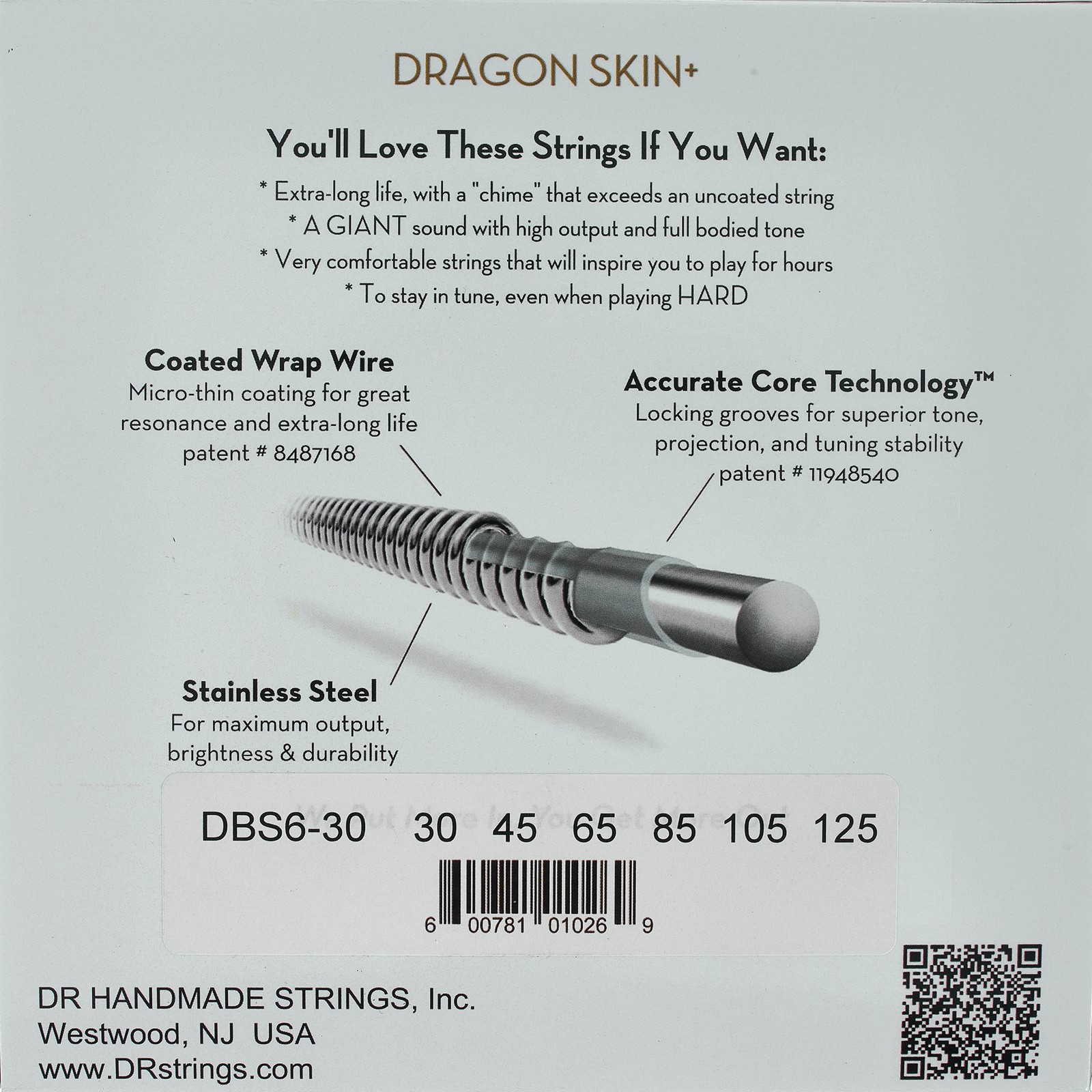 DR Strings Dragon Skin+ DBS6-30 Coated, packaging