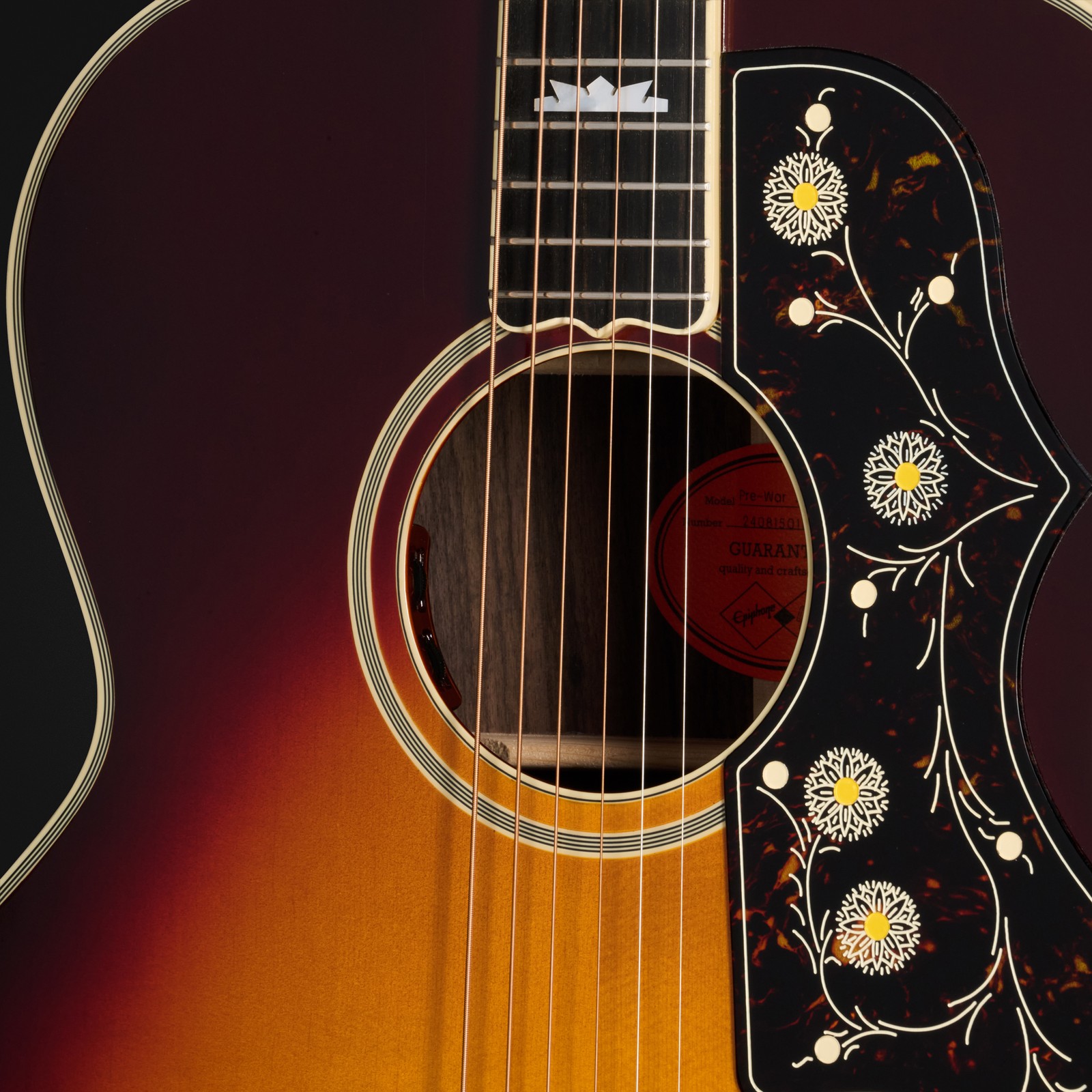 Epiphone Pre-War SJ-200 RW Reissue VS IBC, acoustic guitar, top
