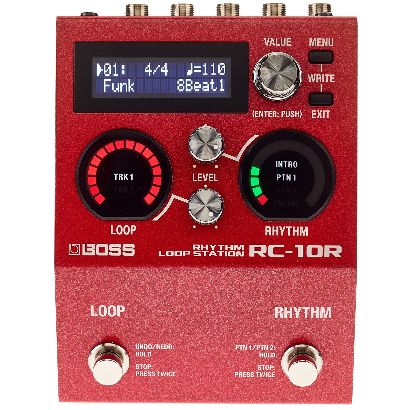Boss RC-10R Rhythm Loop Station, display and dials