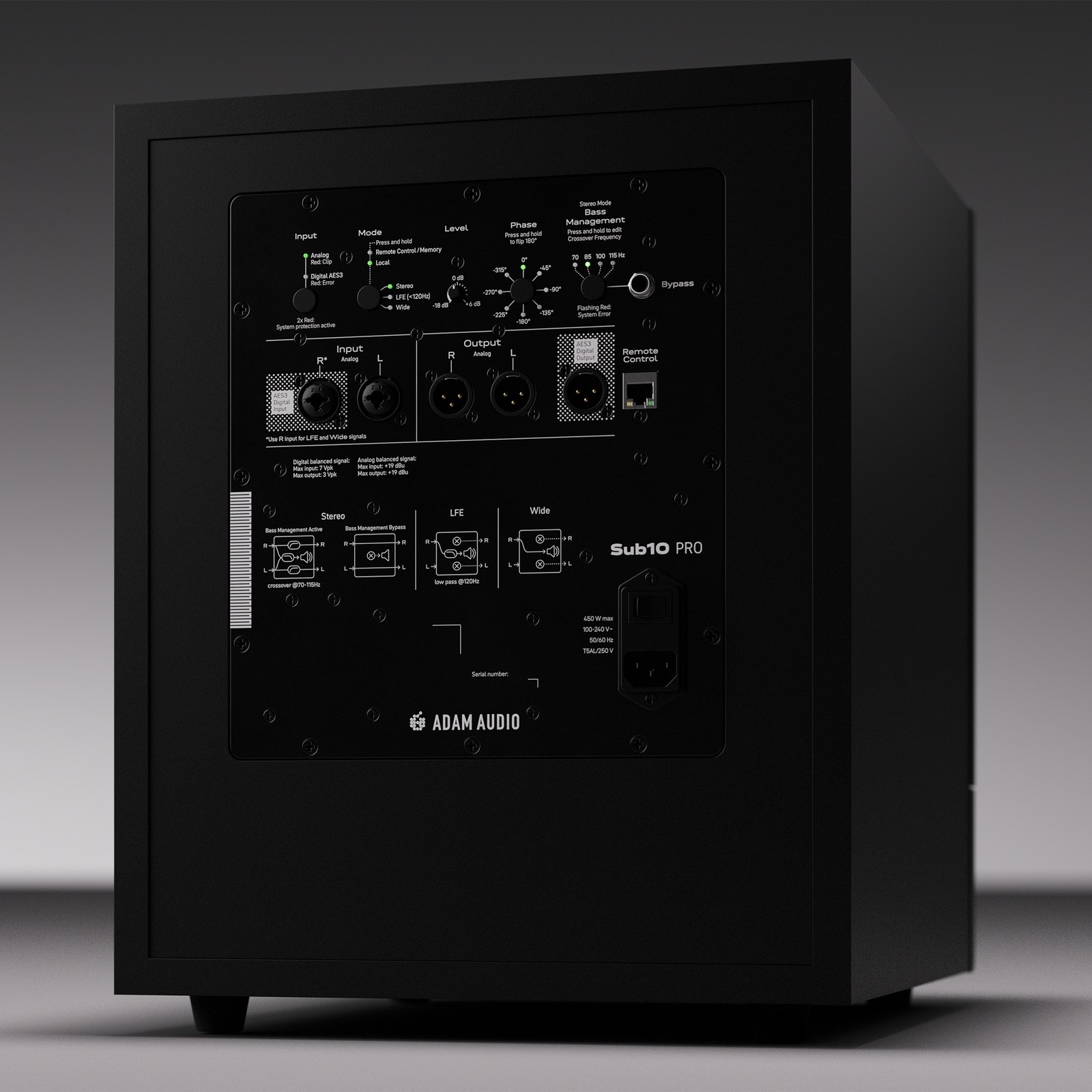 Rückseite des ADAM Audio Sub 10 Pro