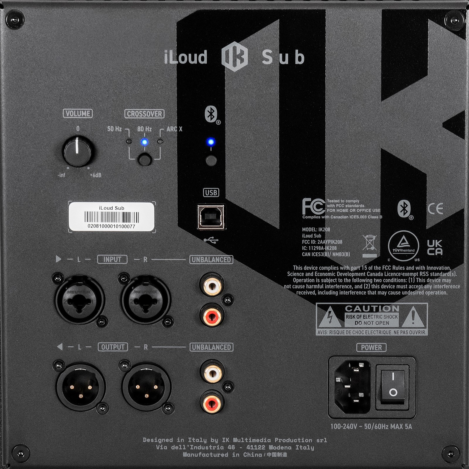 IK Multimedia iLoud Sub, Rückseite des Aktiven Subwoofers