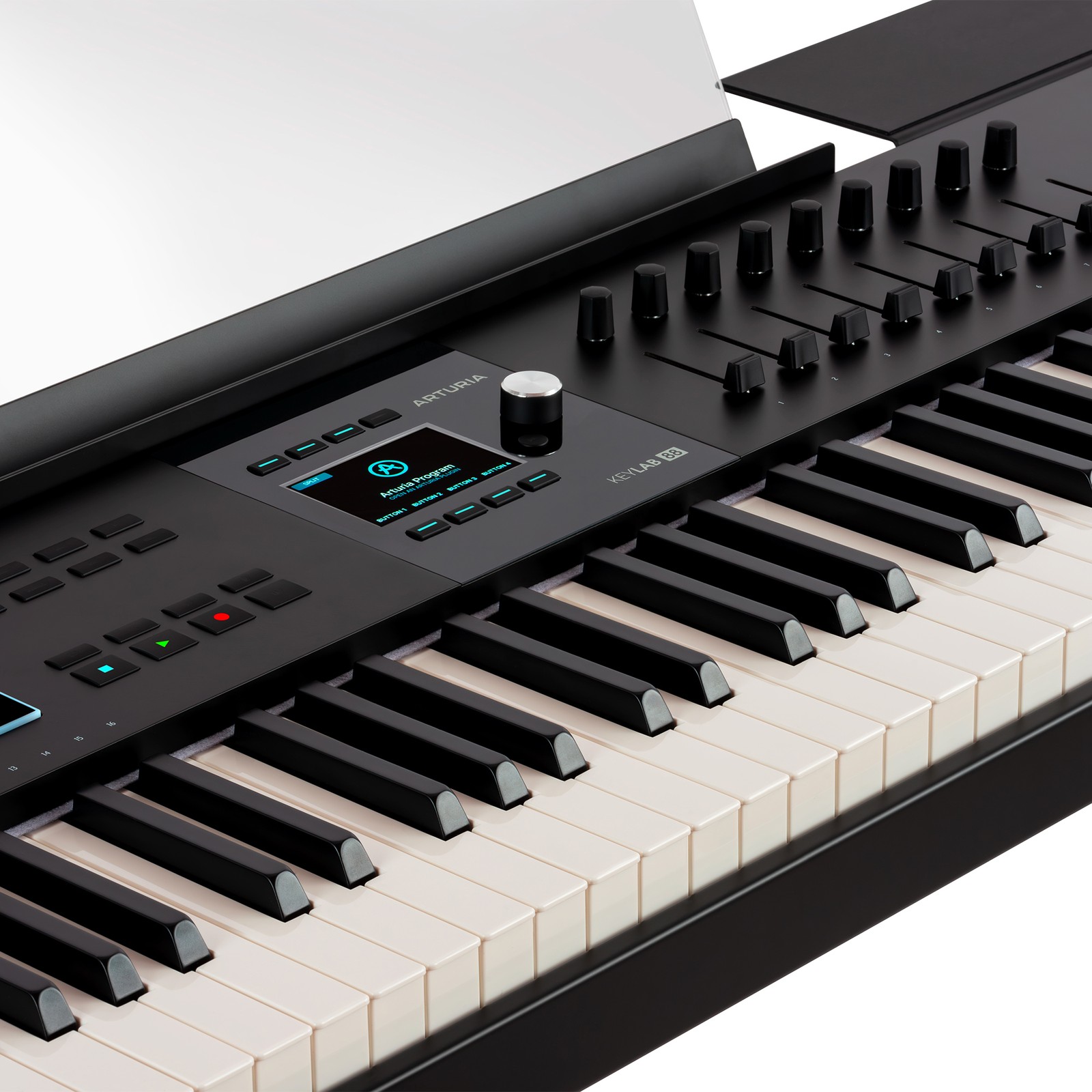 Touches de clavier et éléments de contrôle du MIDI Arturia KeyLab 88 mk3 Black