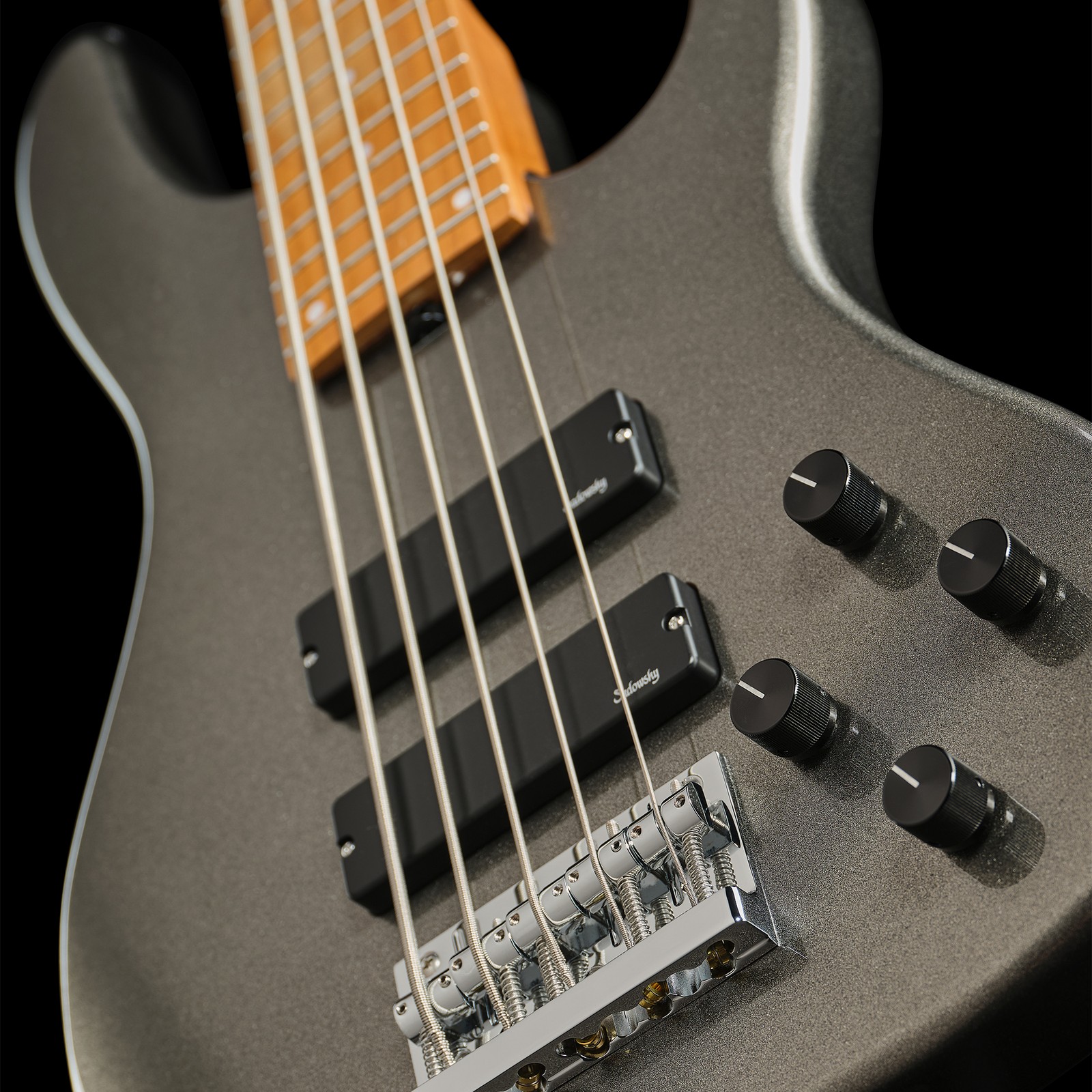 Top, Sadowsky MetroExpress 24 Modern 5 Maple Silver, five-string bass guitar