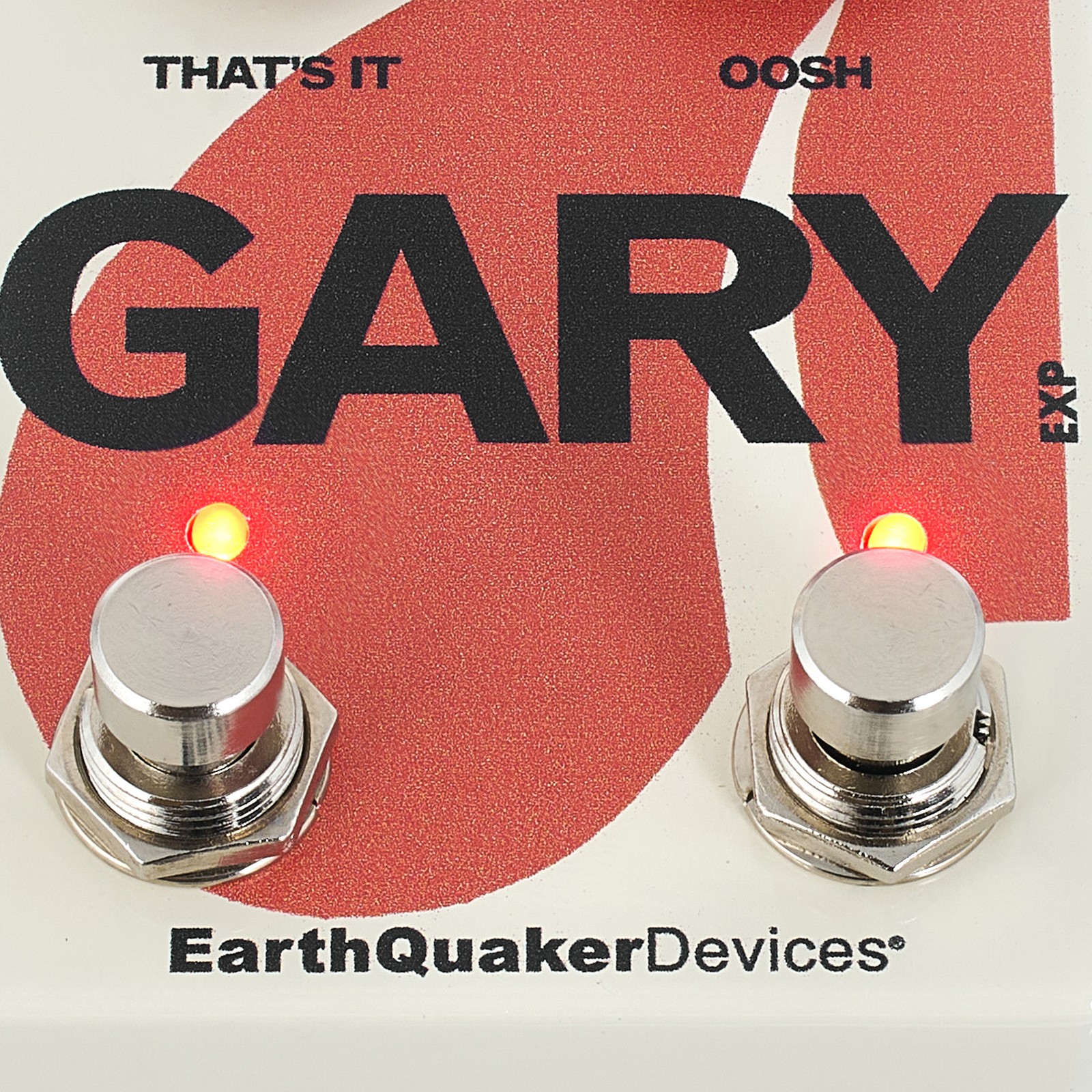 EarthQuaker Devices logo on the effects pedal for electric guitar