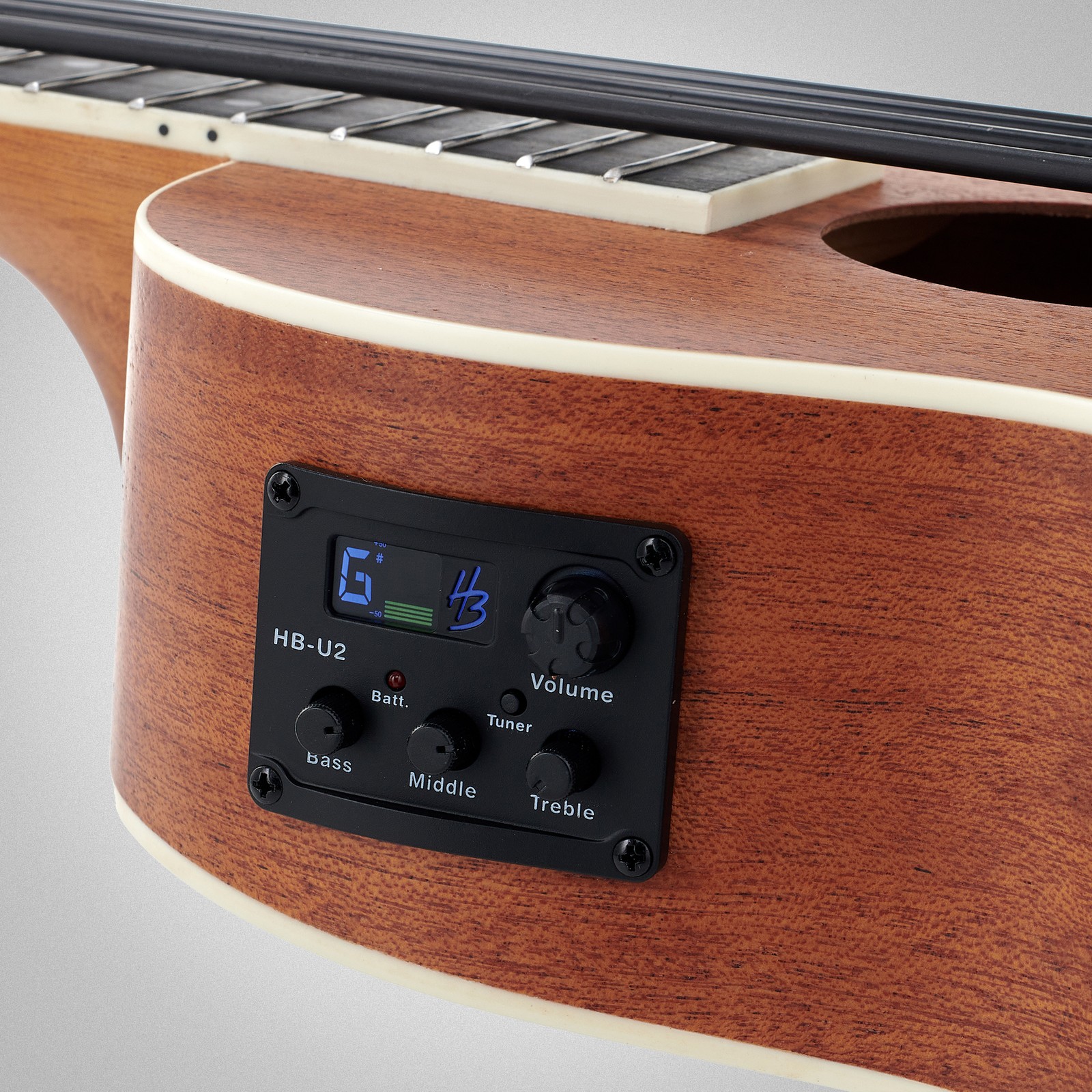 Detail der Harley Benton UkeBass Mahogany