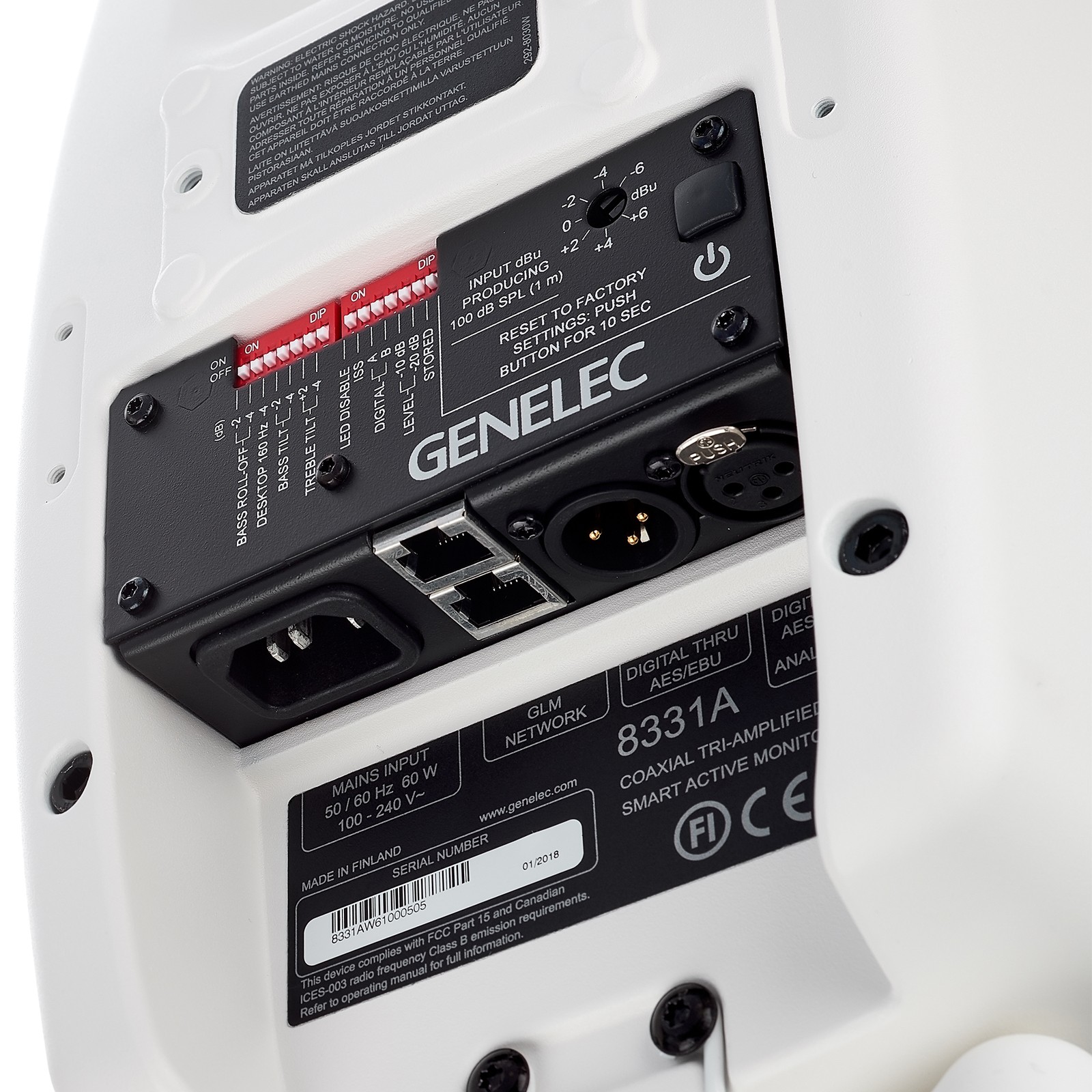 Genelec 8331 WH, logo on the back