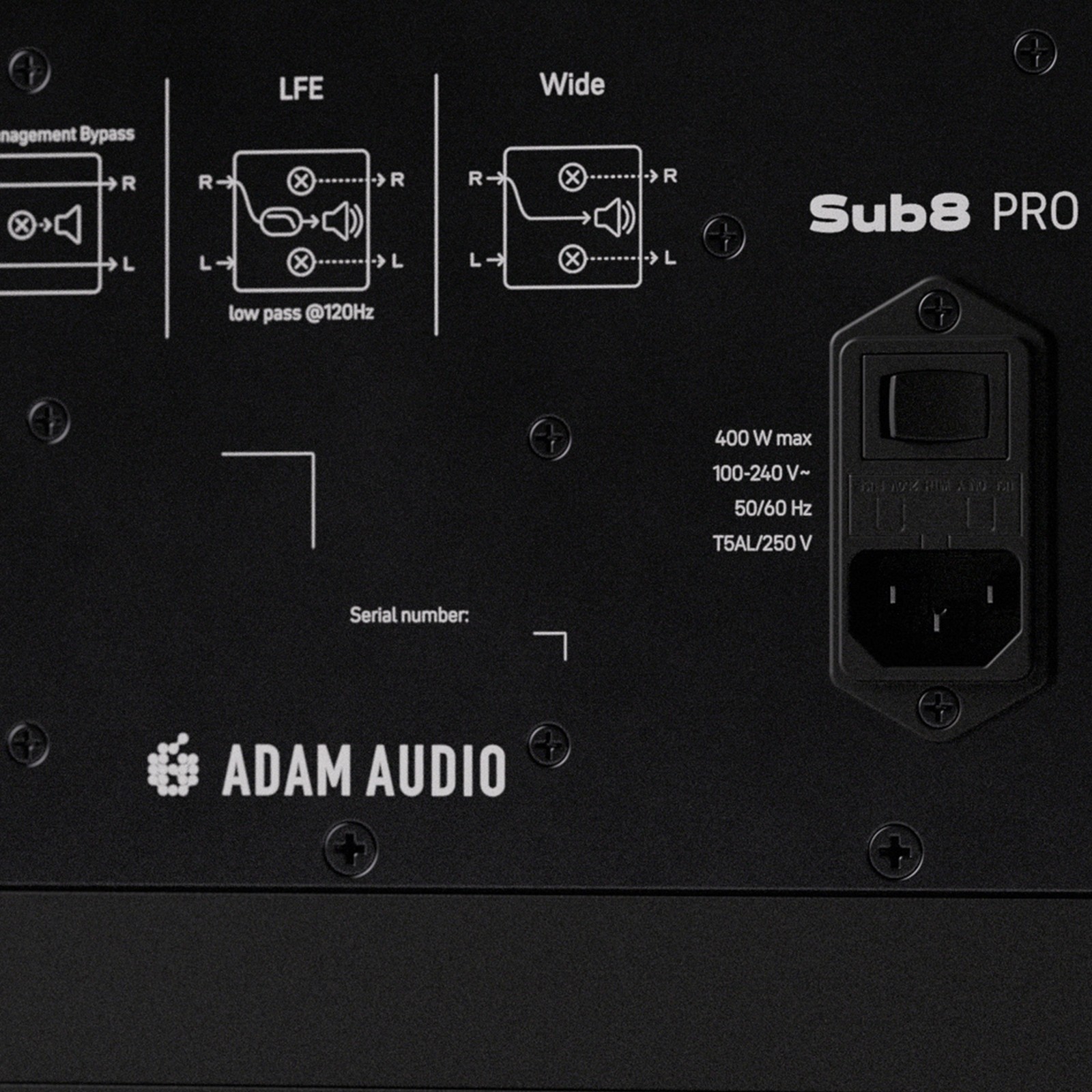 ADAM Audio Sub 8 Pro, Logo auf dem Subwoofer