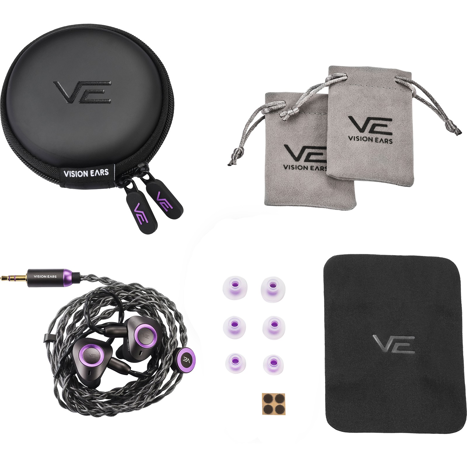 Vision Ears GO live!, Universaler 4-Wege In-Ear-Hörer, inkl. Kabel, Zipper-Case und verschiedene Ohrpassstücke (S, M, L)