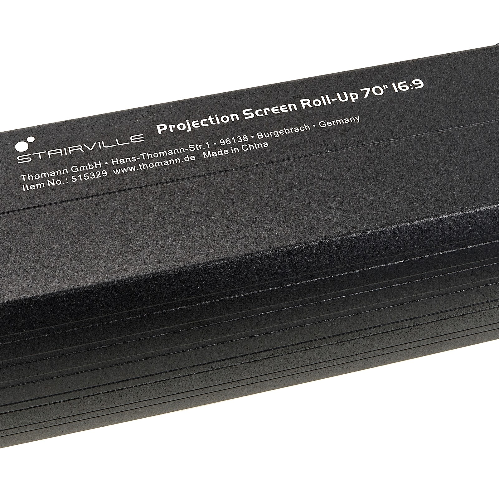 Stairville Projection Screen Roll-Up 70", Stairville logo on the folded-up roll-up
