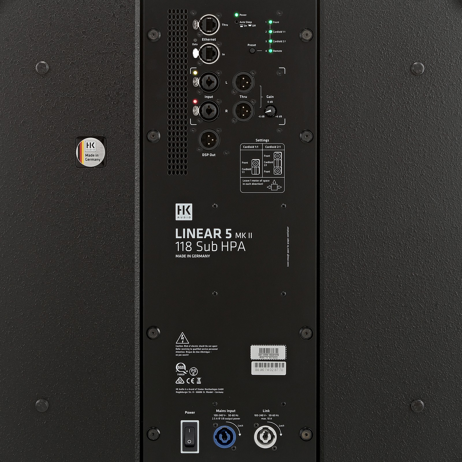 HK Audio Linear 5 MKII 118 Sub HPA, Rückseite des Subwoofers