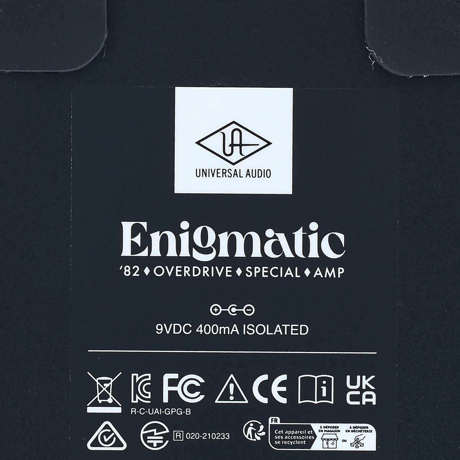 Logo auf Universal Audio UAFX Enigmatic '82 Overdrive
