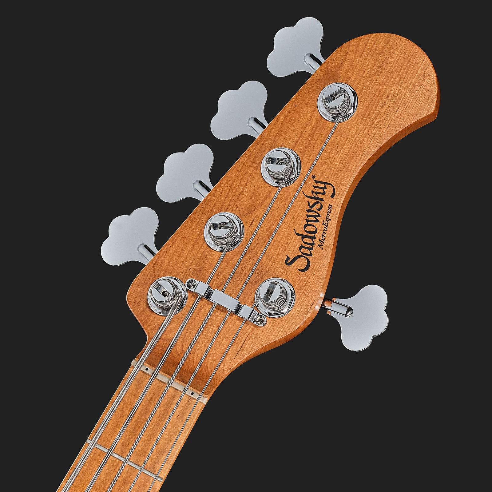 Headstock, Sadowsky MetroExpress 24 Modern 5 Maple Silver, five-string bass guitar