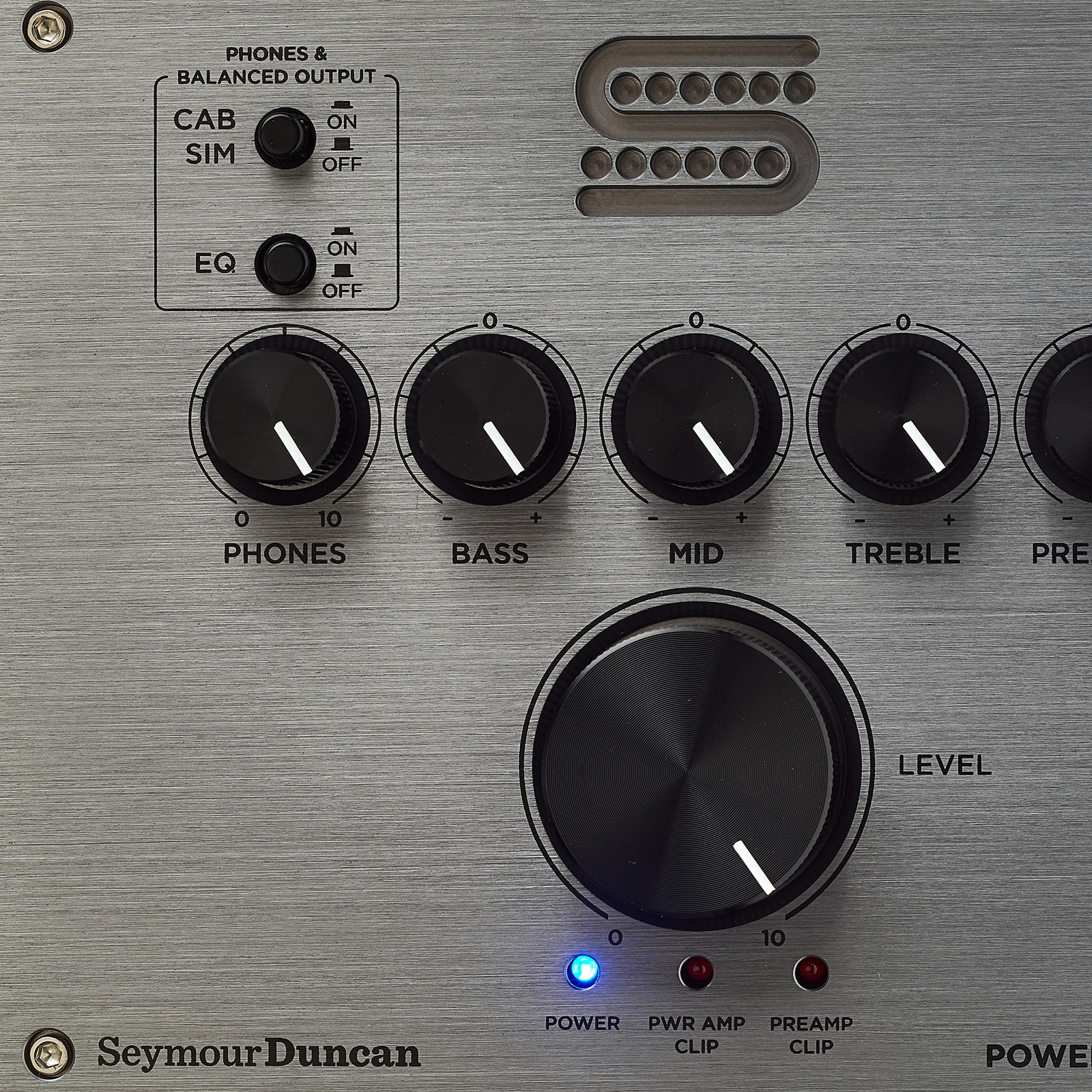 Manufacturer's logo on the Seymour Duncan PowerStage 200, compact power amp for guitarists