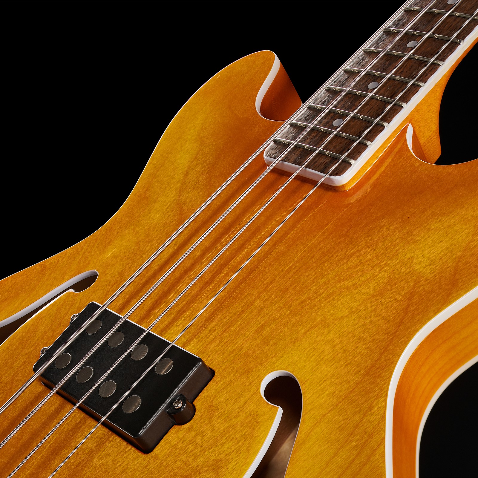 Harley Benton HB-50 Vintage Orange, semi-hollow electric bass