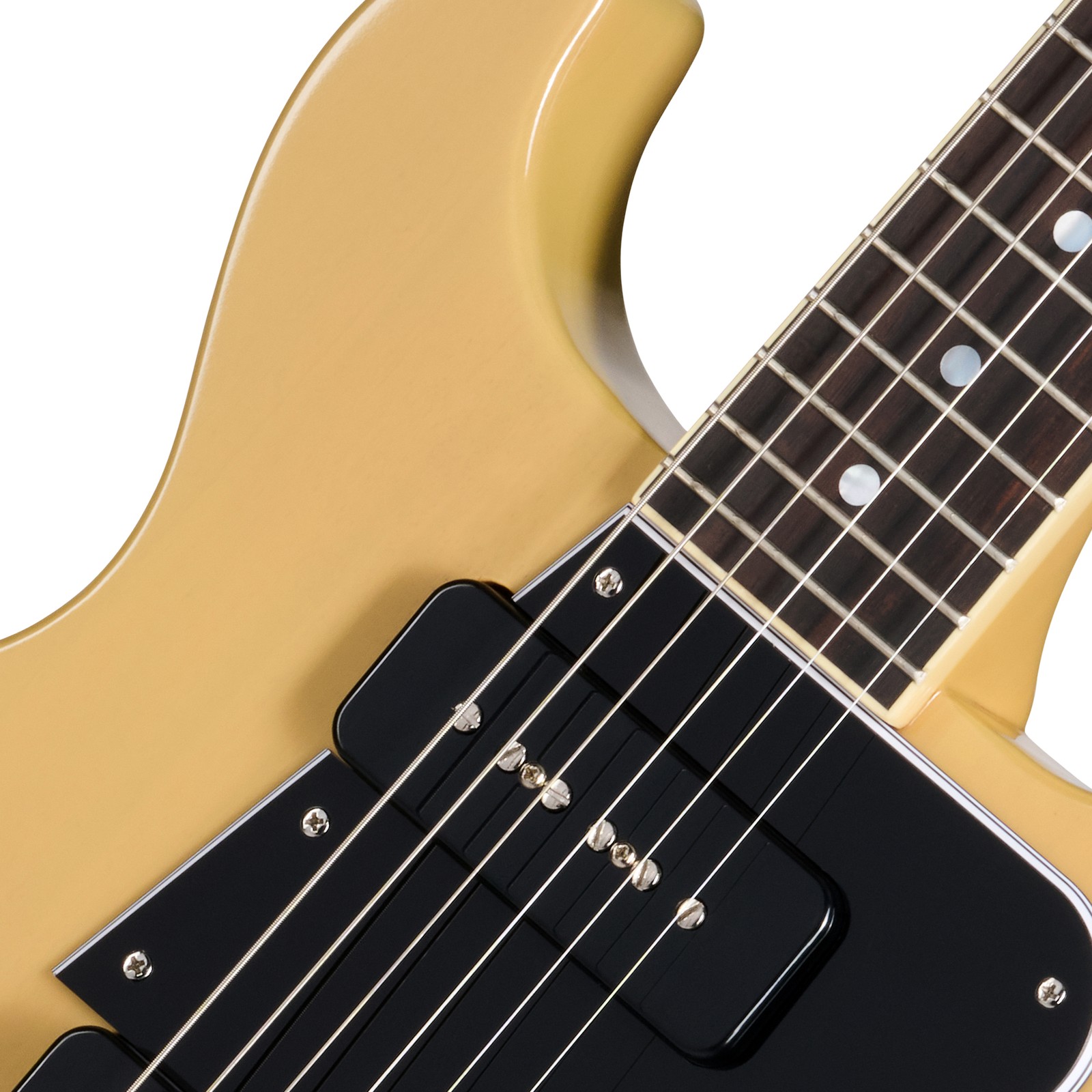 Soapbar pickups of the Epiphone 1960 Les Paul Special DC TVY electric guitar