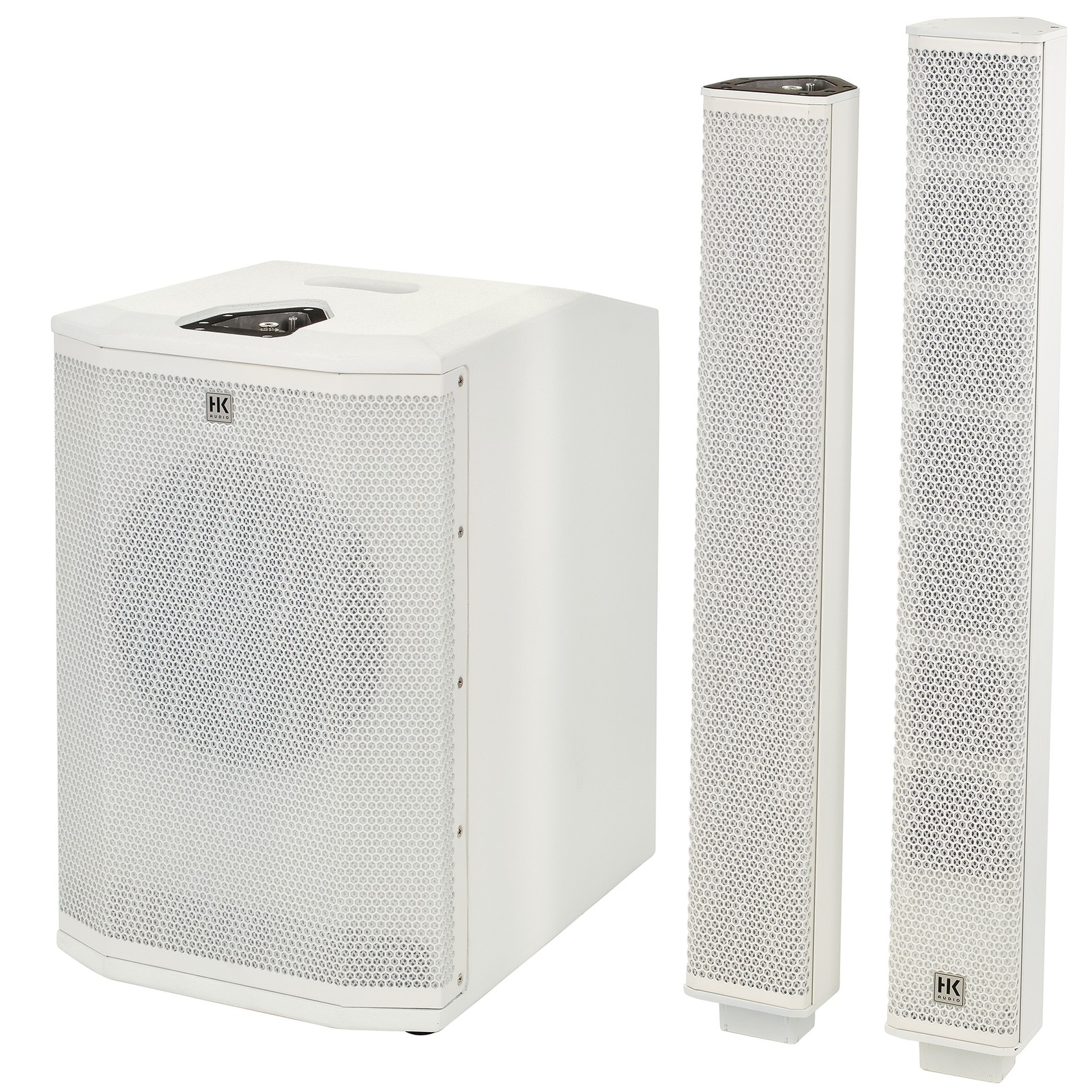 HK Audio Polar 10 MK2 WH Subwoofer, Spacer und Mid-Hochtöner