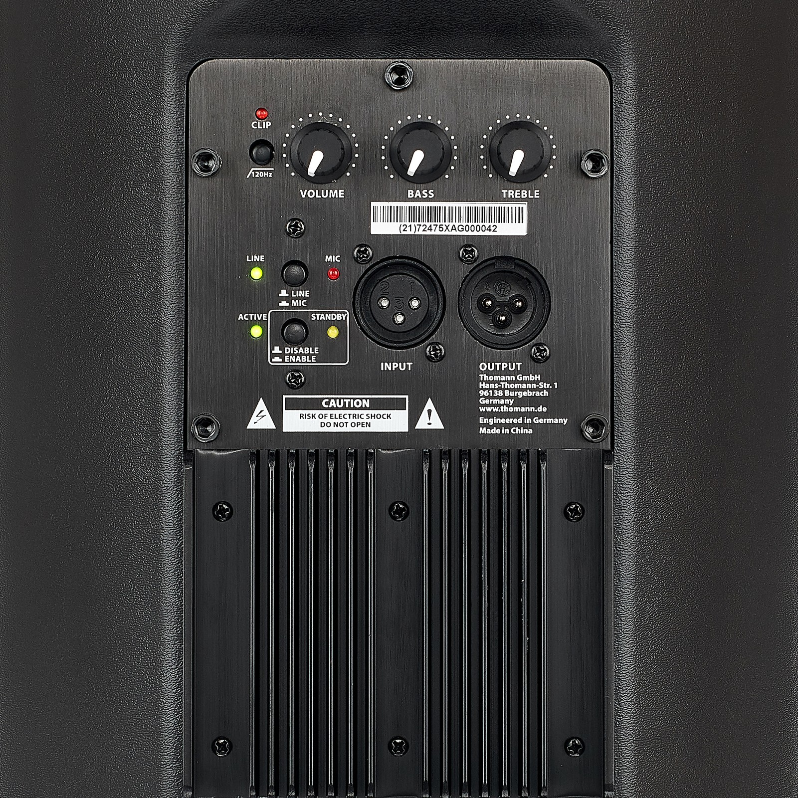the box PA108A aktive 2-Wege Fullrange-Box bi-amped, Rückseite