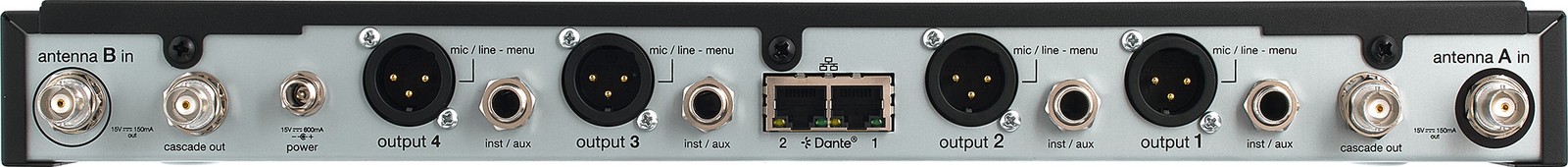 Shure SLXD4QDAN+E K55, Rückseite