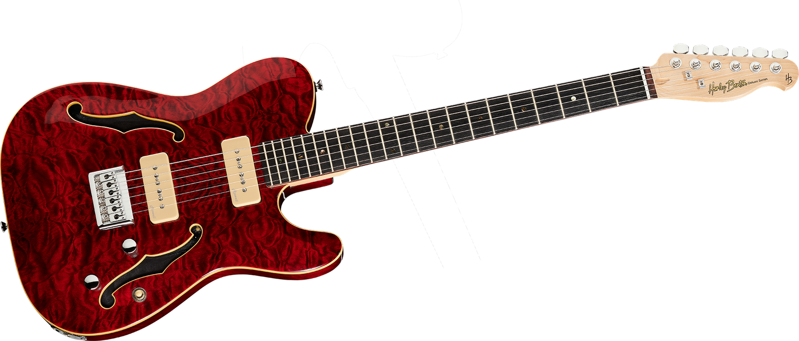 E-Gitarre Harley Benton TE-90QM Trans Red von vorne