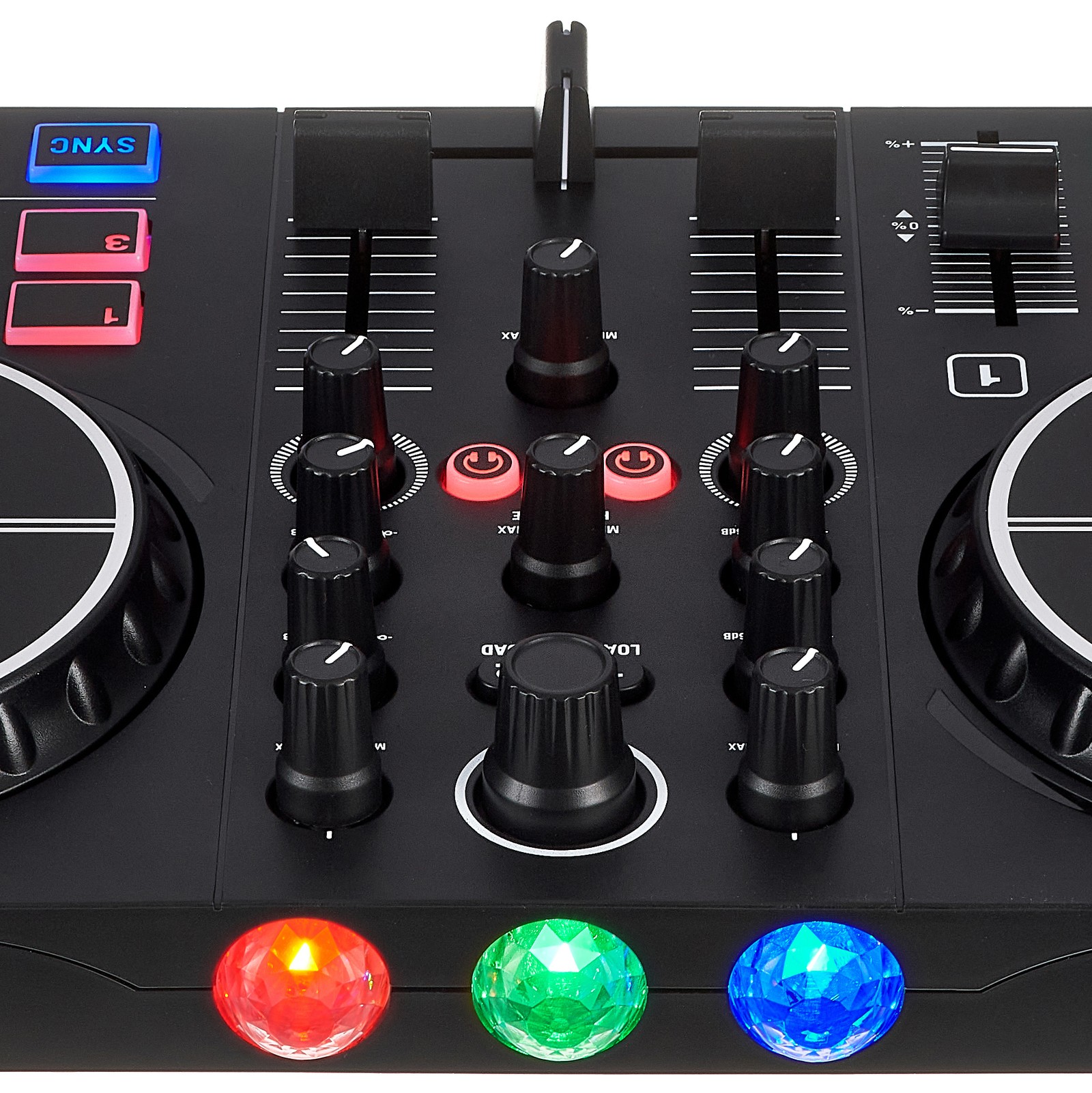 Integrierte Lightshow am Numark Party Mix MKII 2-Kanal DJ Controller mit integrierter Soundkarte
