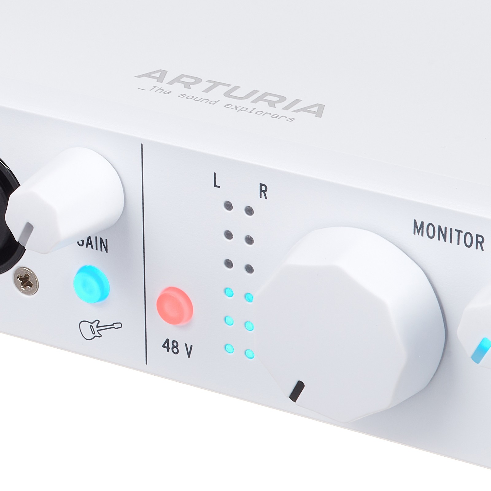 Arturia logo on the MiniFuse 2 White 2-Channel USB2.0 Audio Interface with USB-C Connection