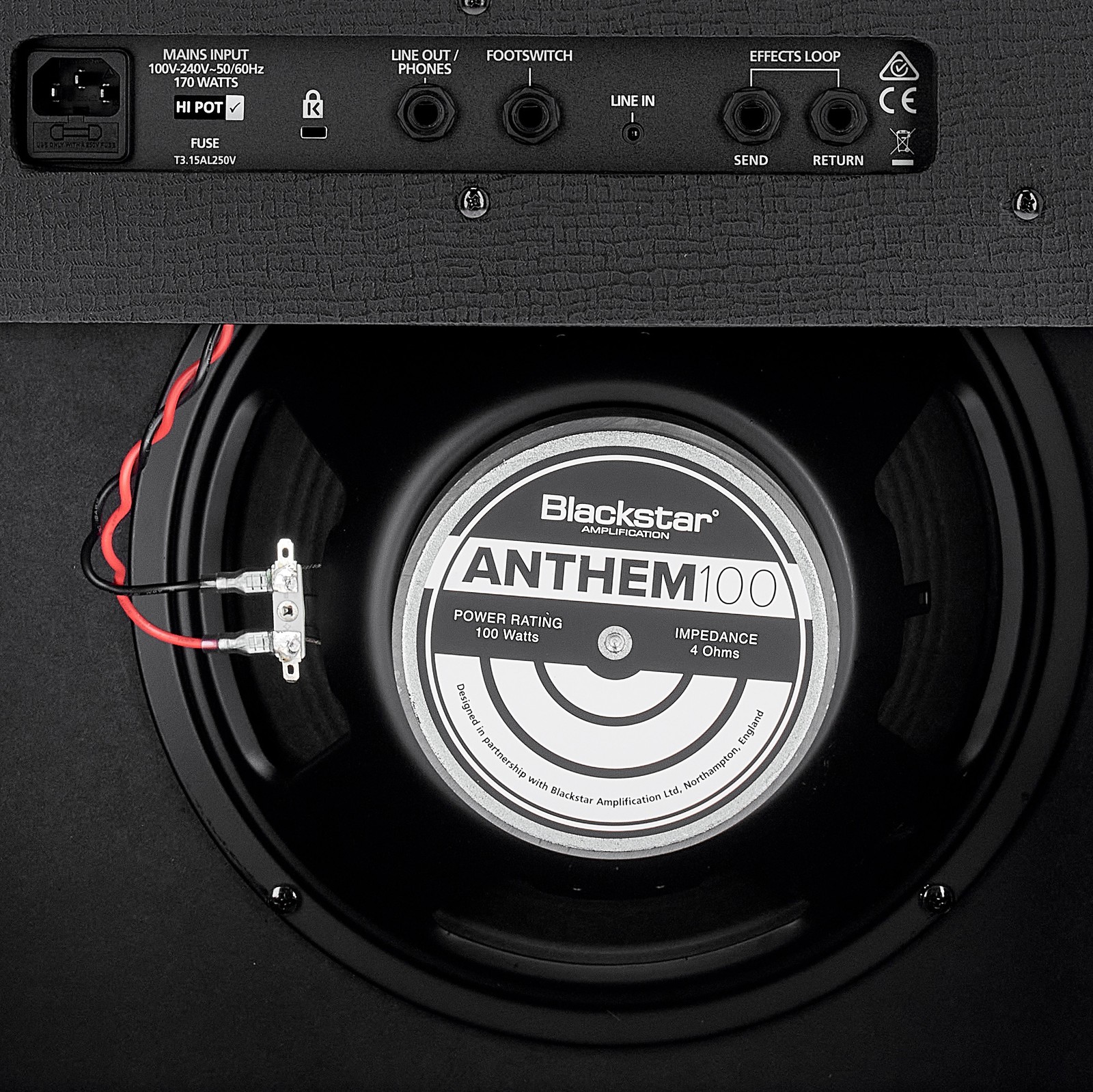 Anschlüsse und Speaker auf der Rückseite des Blackstar Debut 100R 1x12" Black