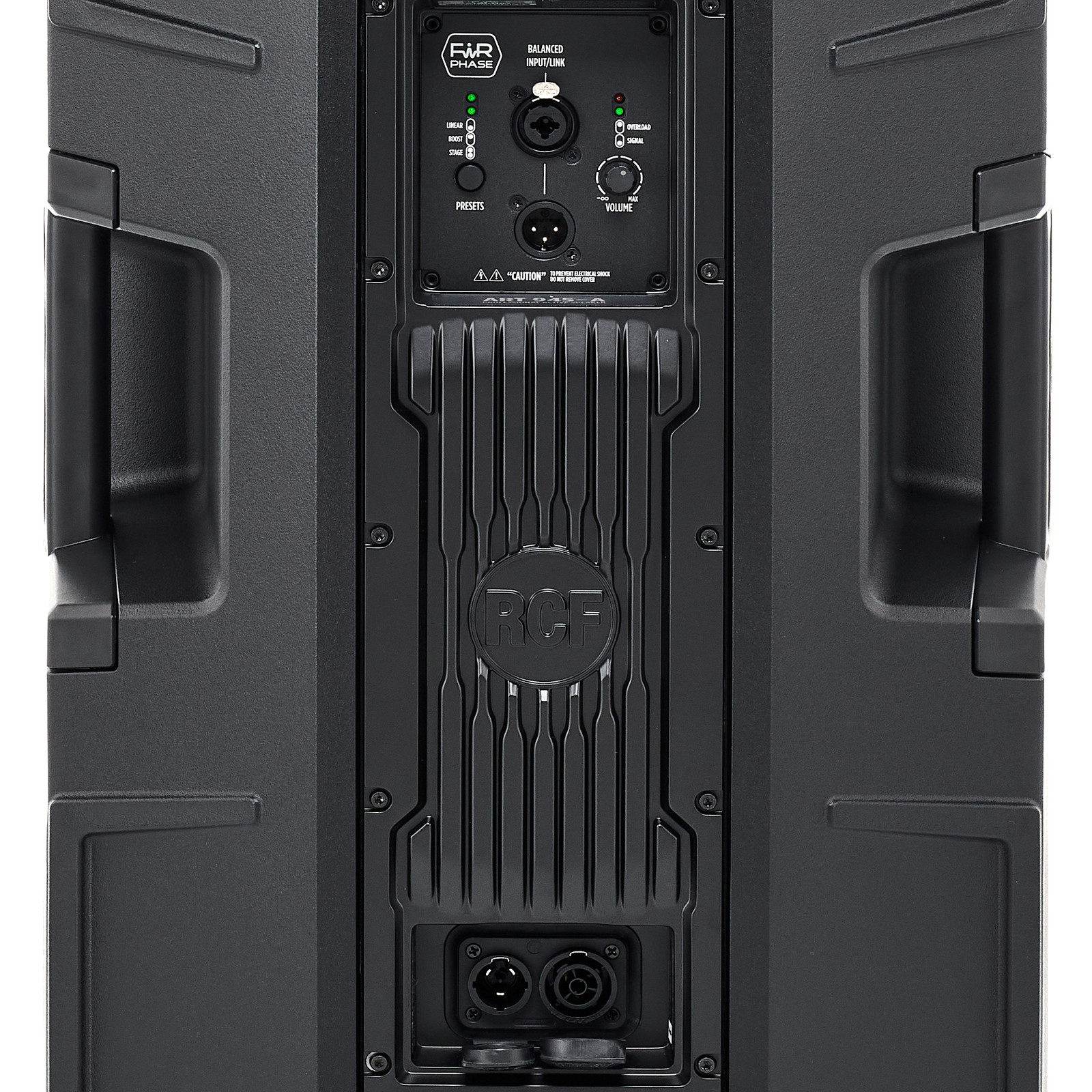 Rückseite des RCF ART 945-A mit Bedienelementen und Anschlüssen