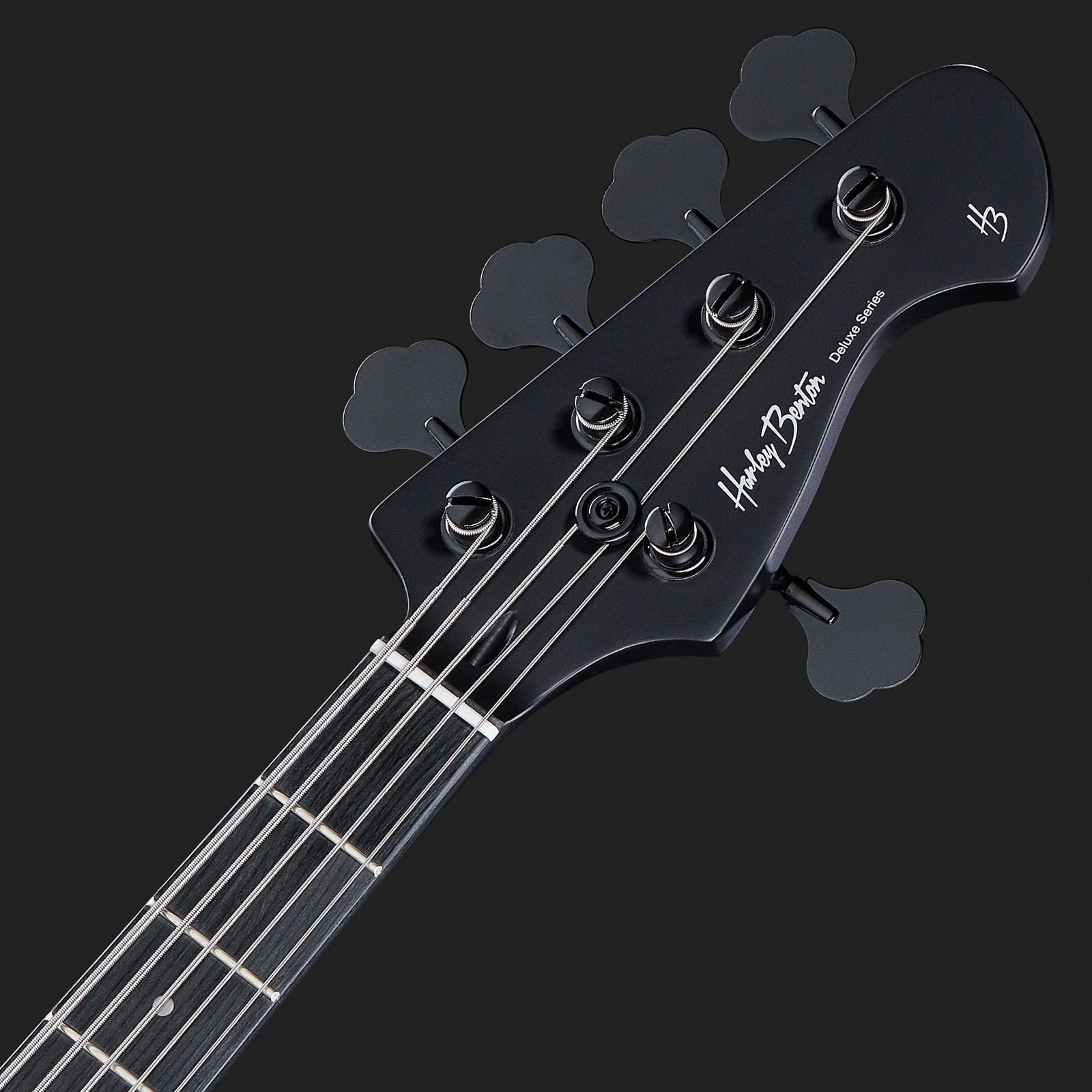 mattschwarze 5-String E-Bass Kopfplatte Harley Benton