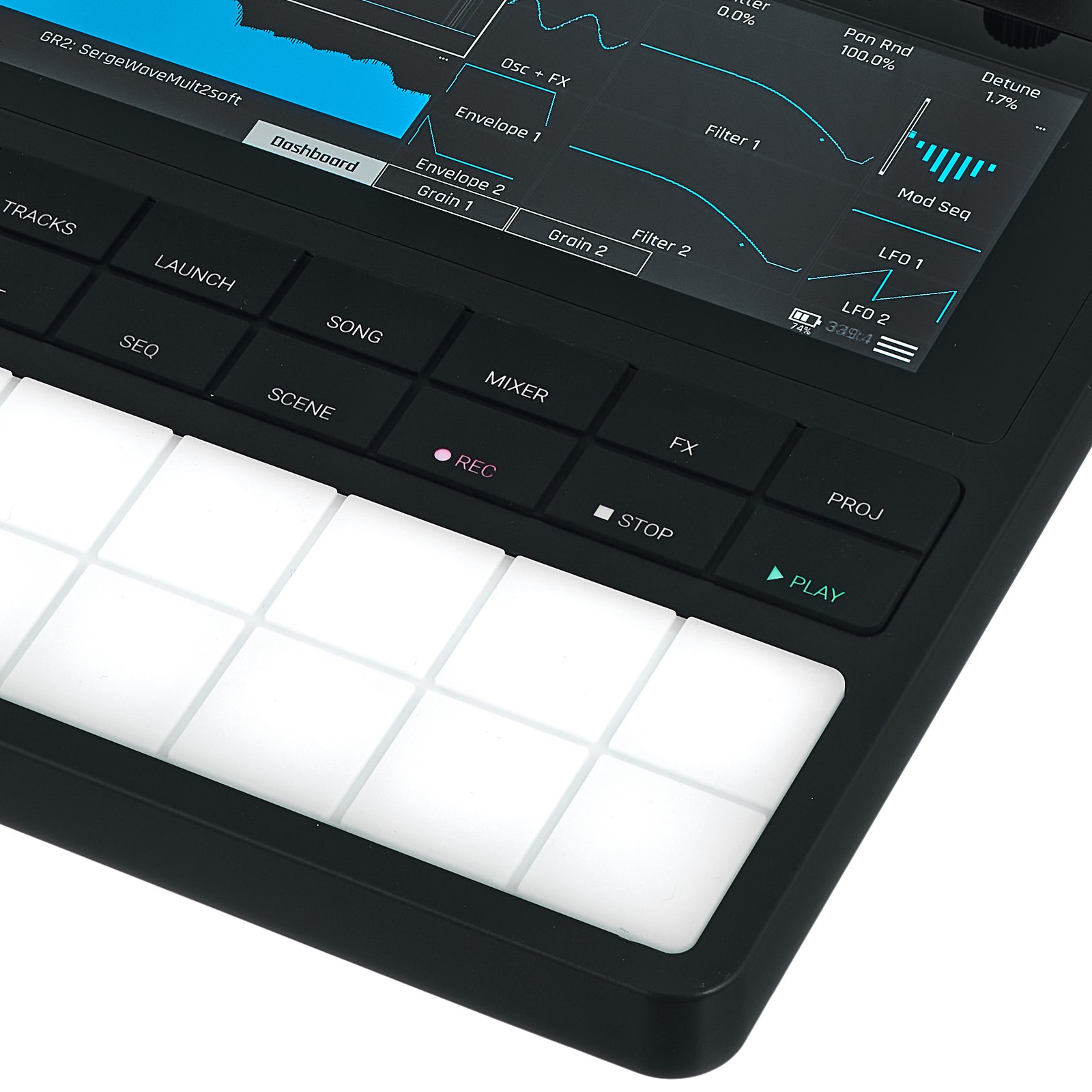 Pads auf der Bedienoberfläche des 1010music bento