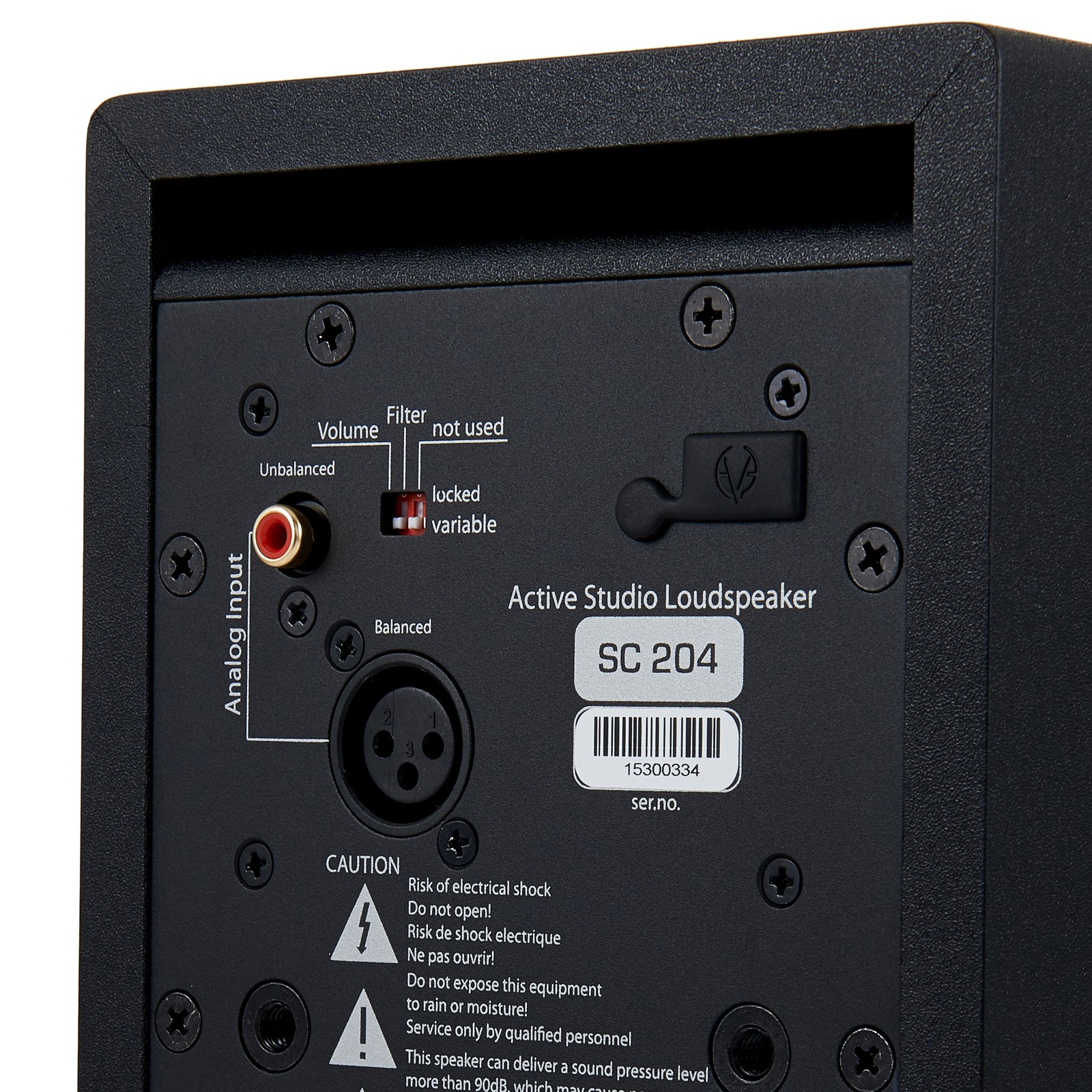 Connections on the EVE audio SC204 Active 2-Way Studio Monitor
