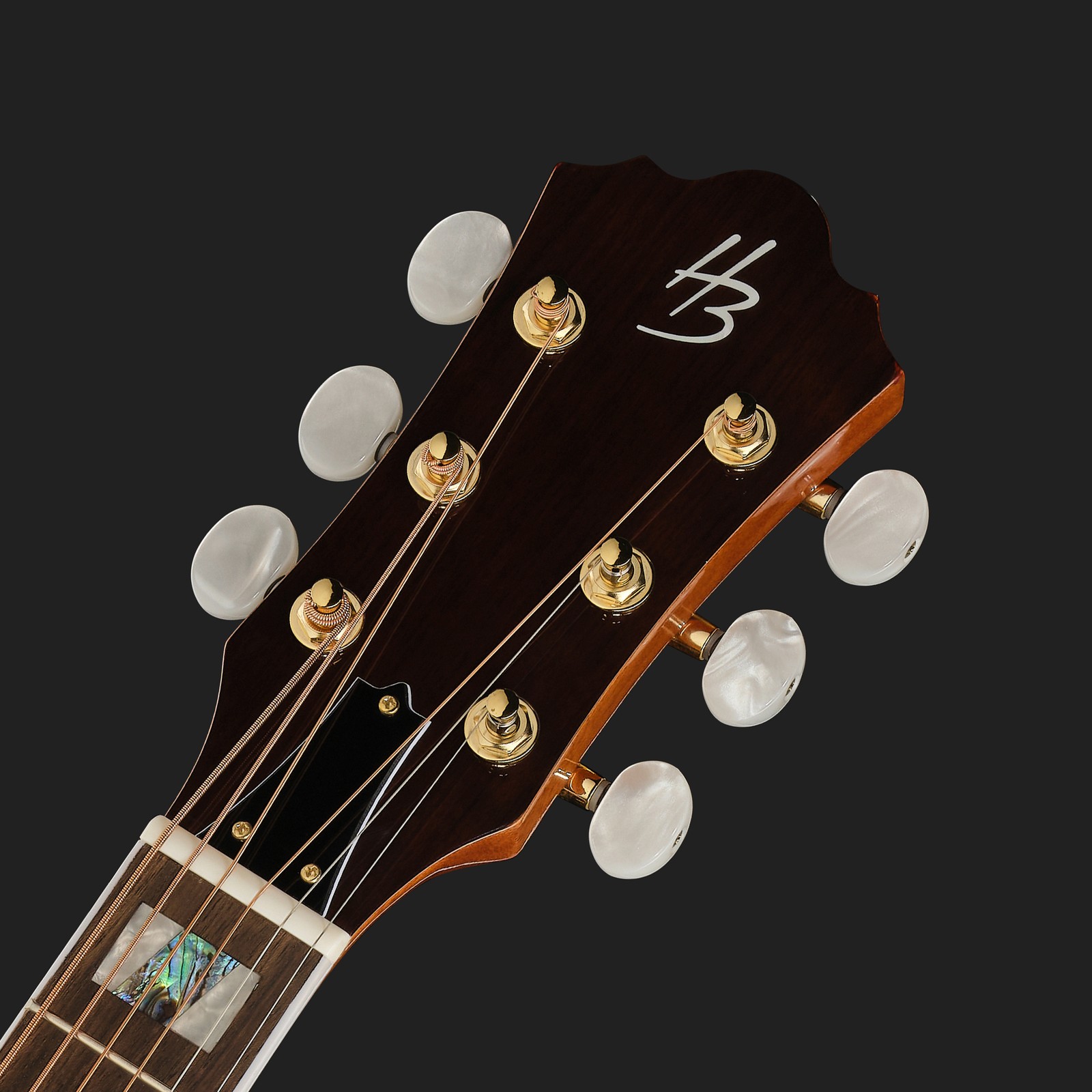 Headstock of the Harley Benton CLJ-503CE WN Steel-String Guitar with Pickup
