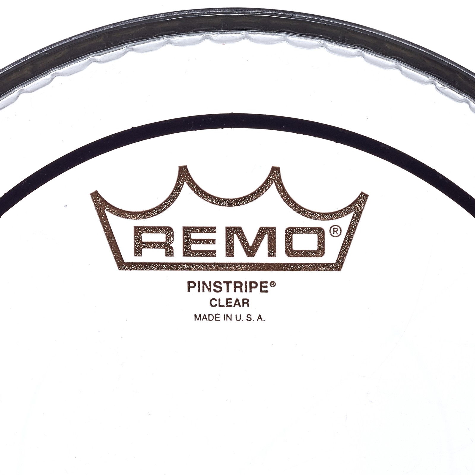 Herstellerlogo auf dem Remo Pin Stripe Clear 8" Fell