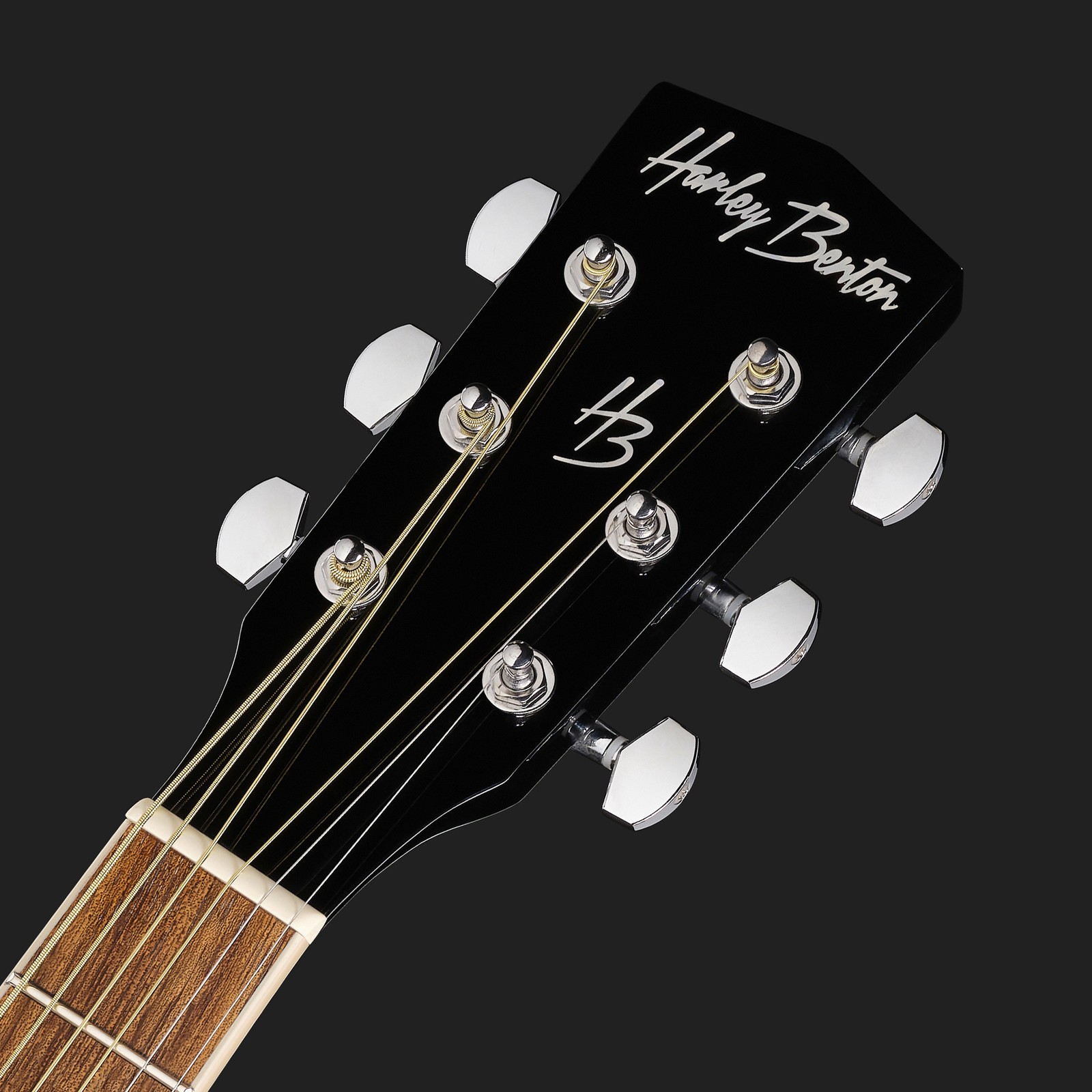 Kopfplatte der Harley Benton HBD120CEBK Westerngitarre in Schwarz