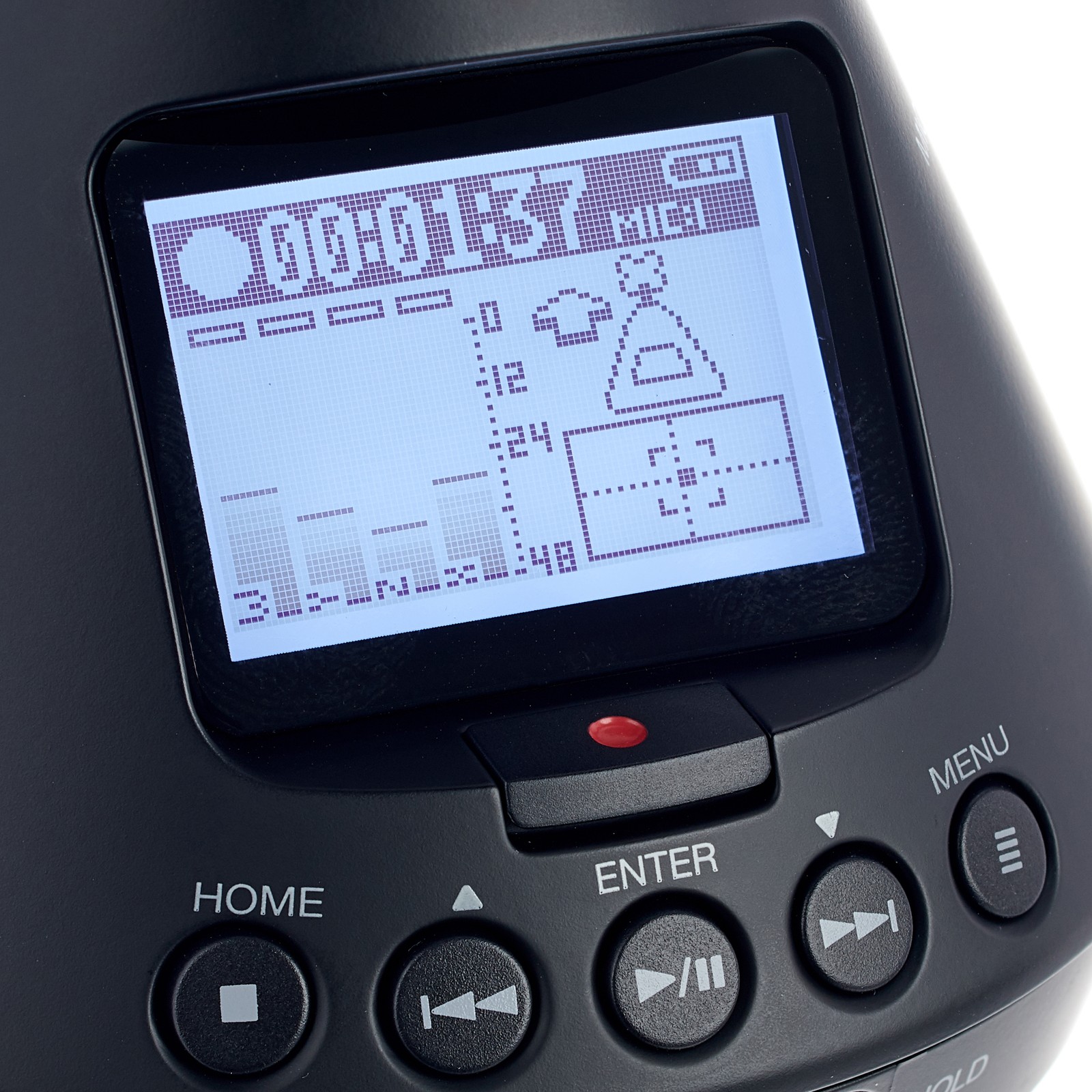 Bildschirm und Knöpfe auf der Vorderseite des Zoom H3-VR