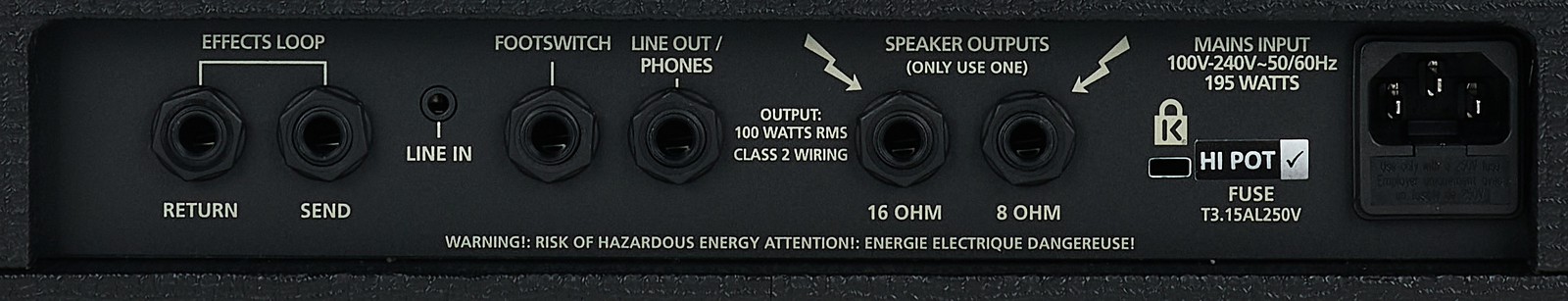 Anschlüsse auf der Rückseite des Blackstar Debut 100RH Head Black