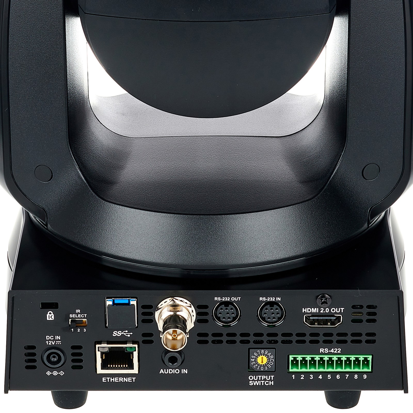 Anschlüsse an der Marshall Electronics CV730-BK UHD 4K PTZ Kamera