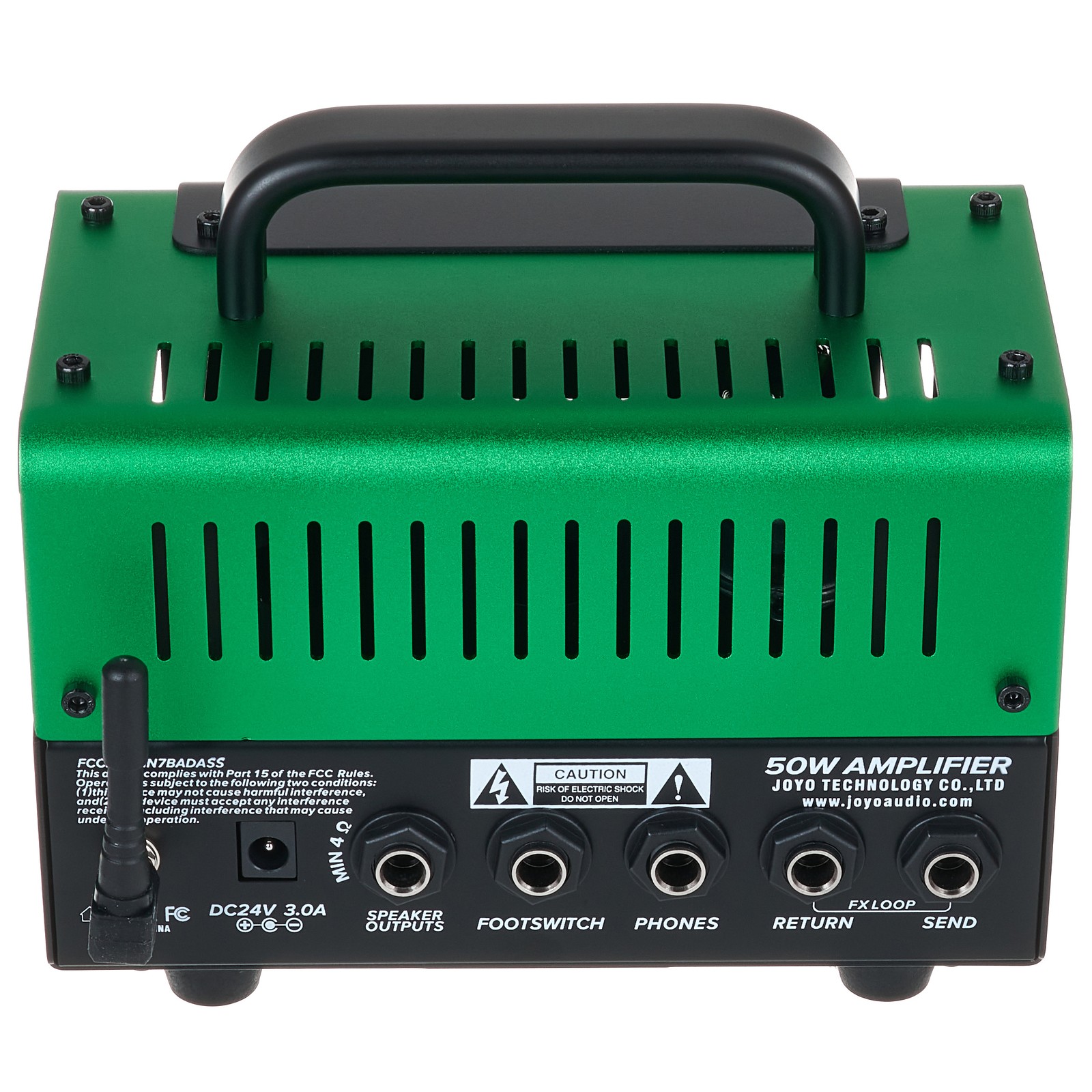 Rückseite mit Anschlüssen des Joyo BanTamP BadASS Hybrid Topteil für E-Bass